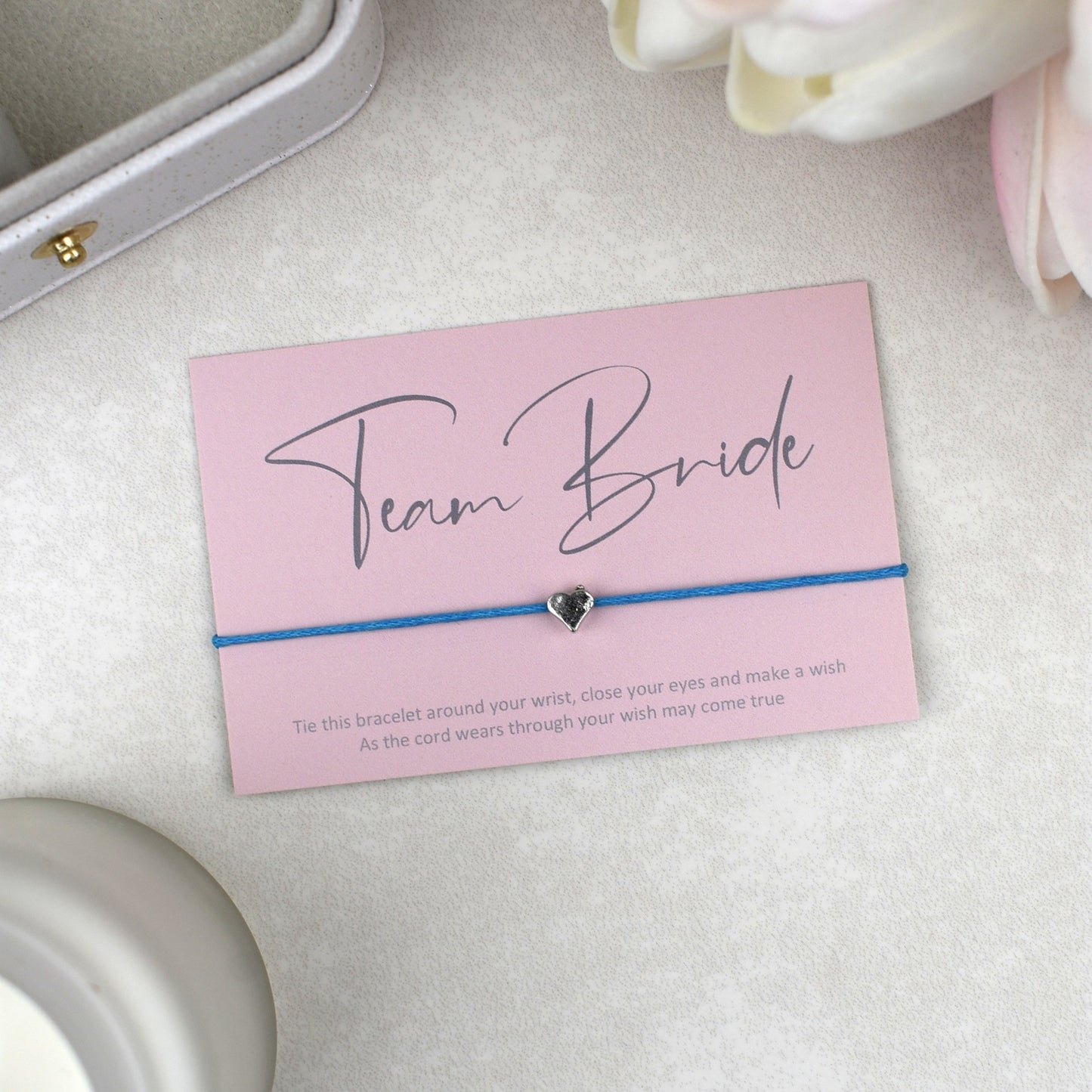 CLEARANCE - Team Bride Wish Bracelet | Pink | Heart Charm