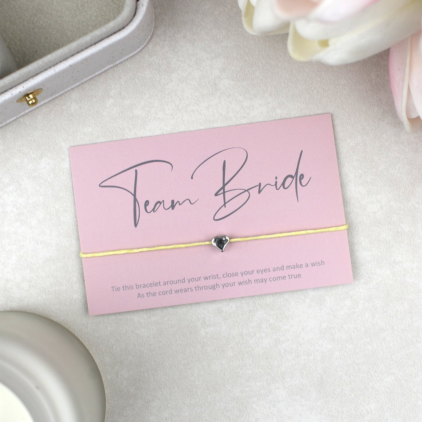 CLEARANCE - Team Bride Wish Bracelet | Pink | Heart Charm