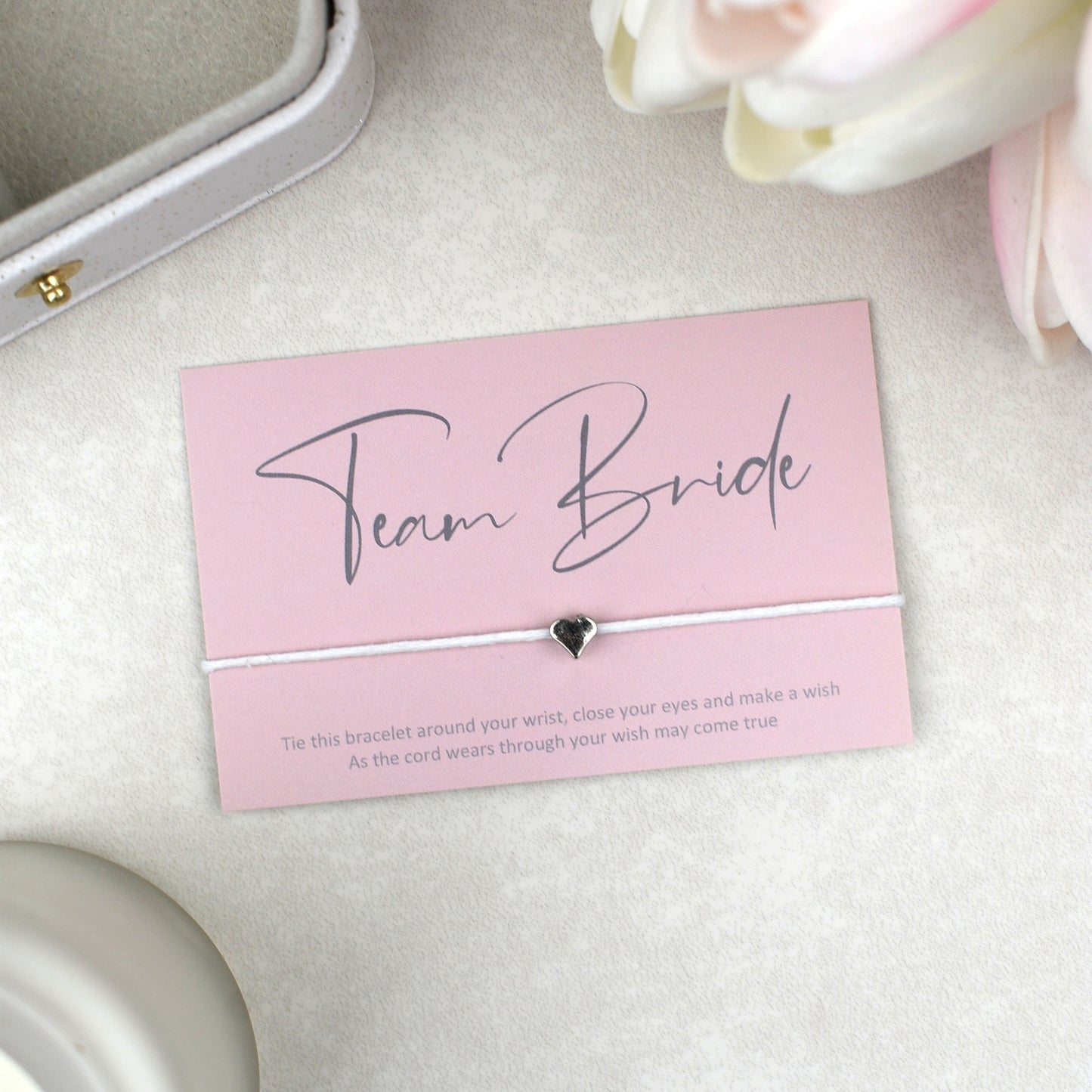 CLEARANCE - Team Bride Wish Bracelet | Pink | Heart Charm