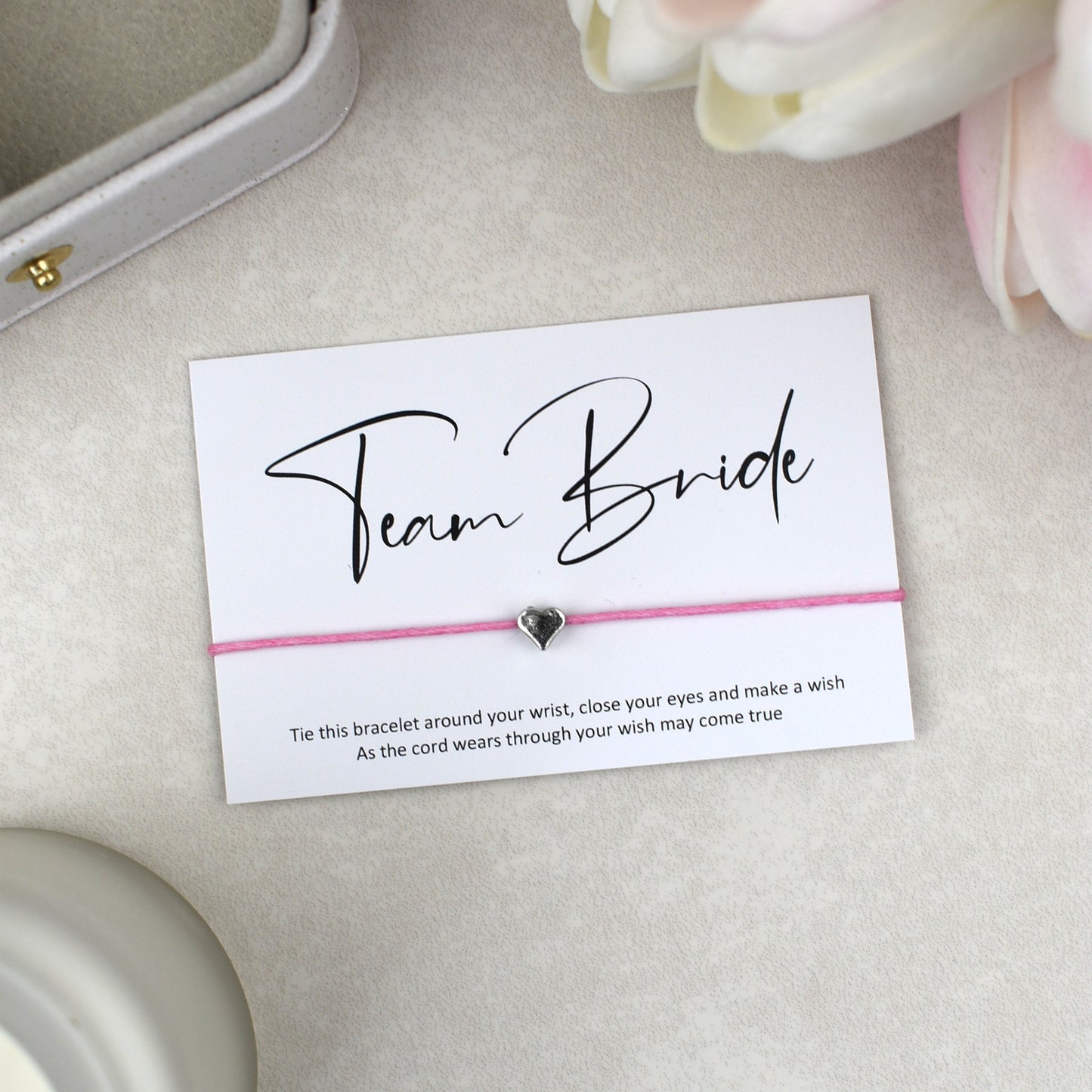 CLEARANCE - Team Bride Wish Bracelet | Heart Charm