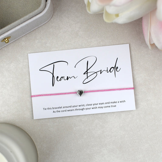 CLEARANCE - Team Bride Wish Bracelet | Heart Charm
