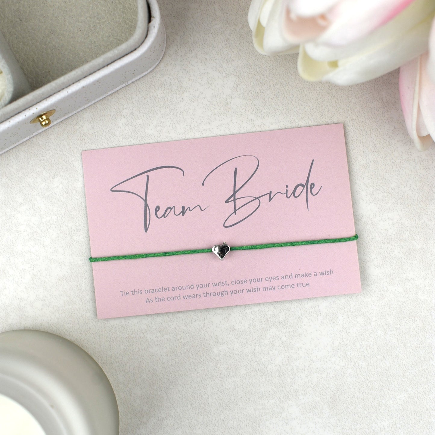 CLEARANCE - Team Bride Wish Bracelet | Pink | Heart Charm
