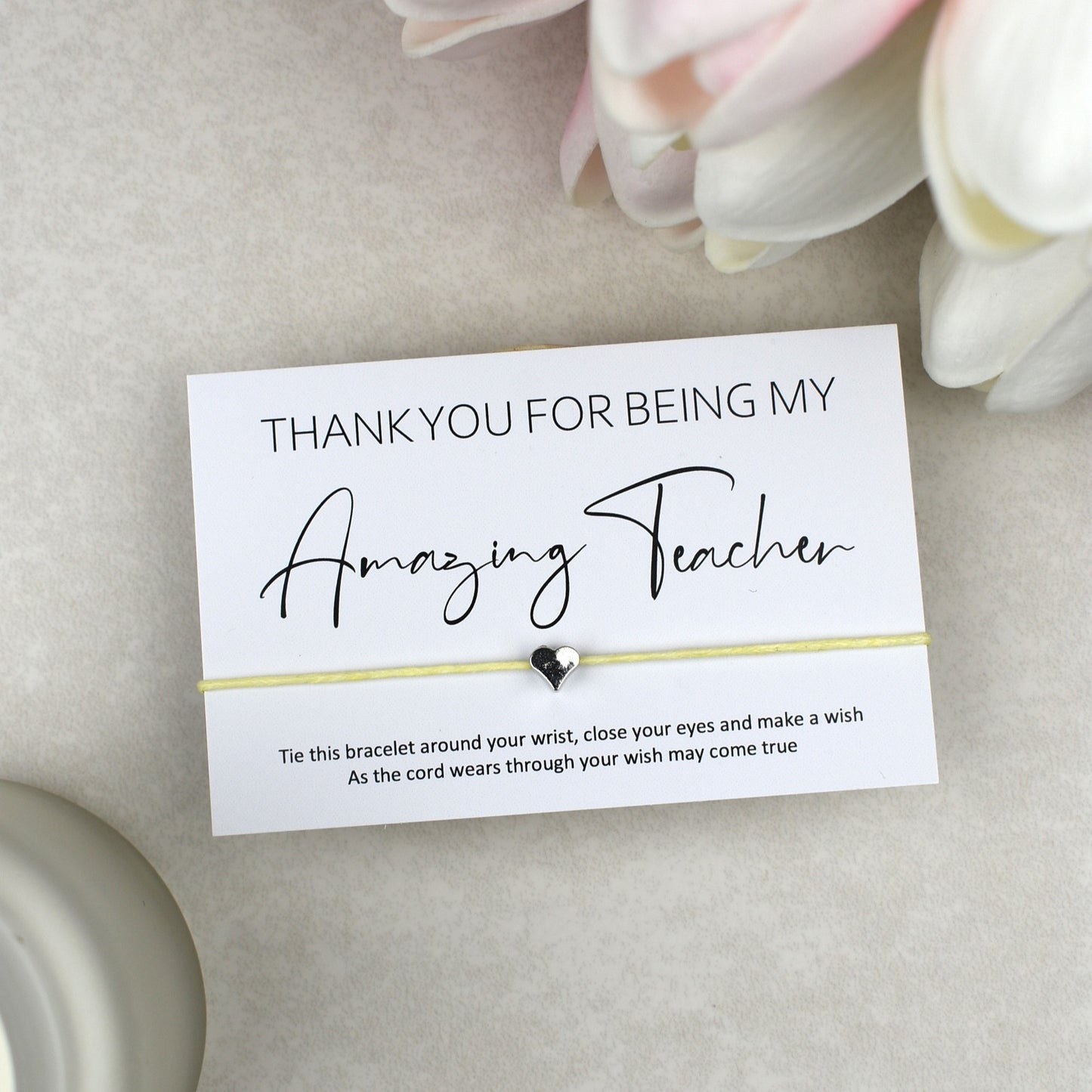 CLEARANCE - Thank You For Being My Amazing Teacher Wish Bracelet | Heart Charm