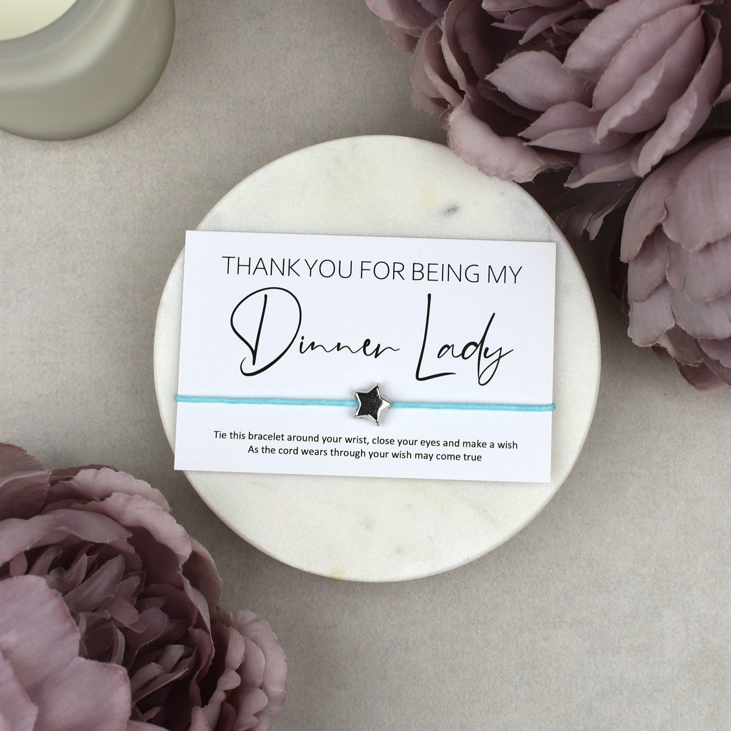 CLEARANCE - Thank You For Being My Dinner Lady Wish Bracelet