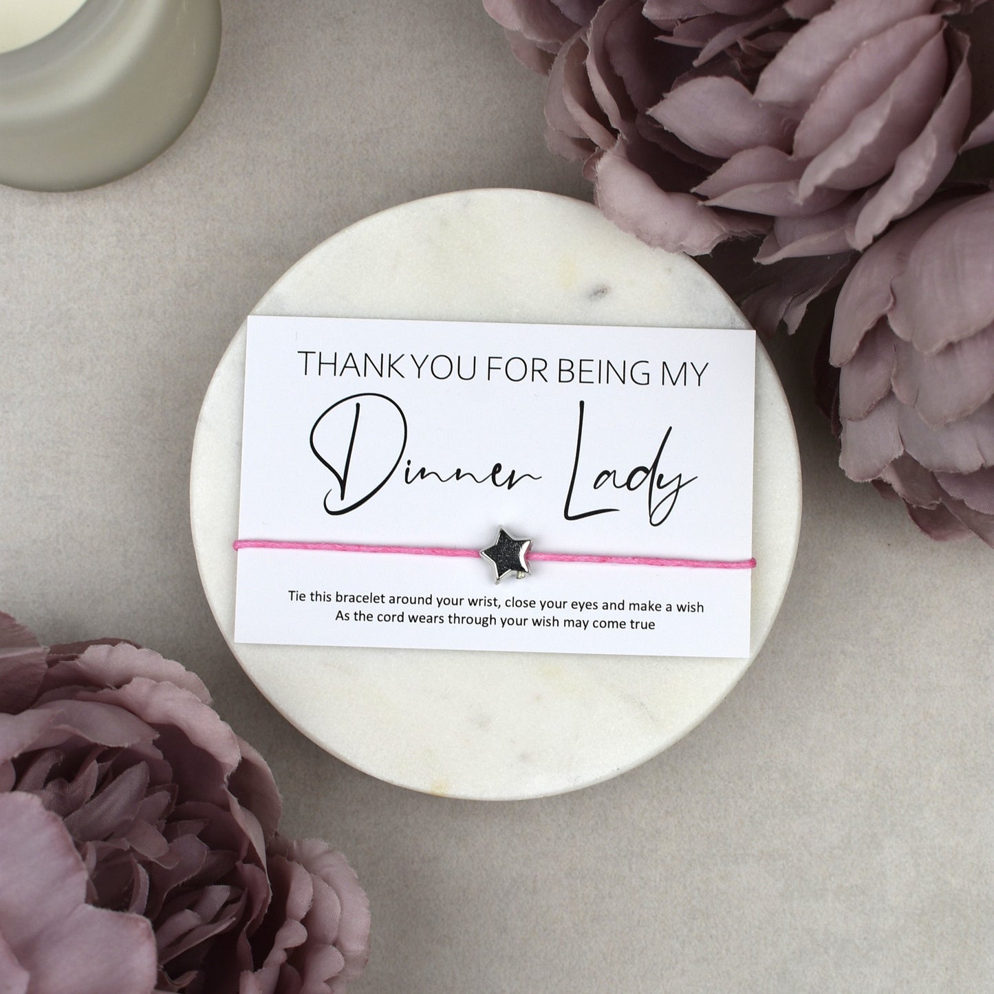CLEARANCE - Thank You For Being My Dinner Lady Wish Bracelet