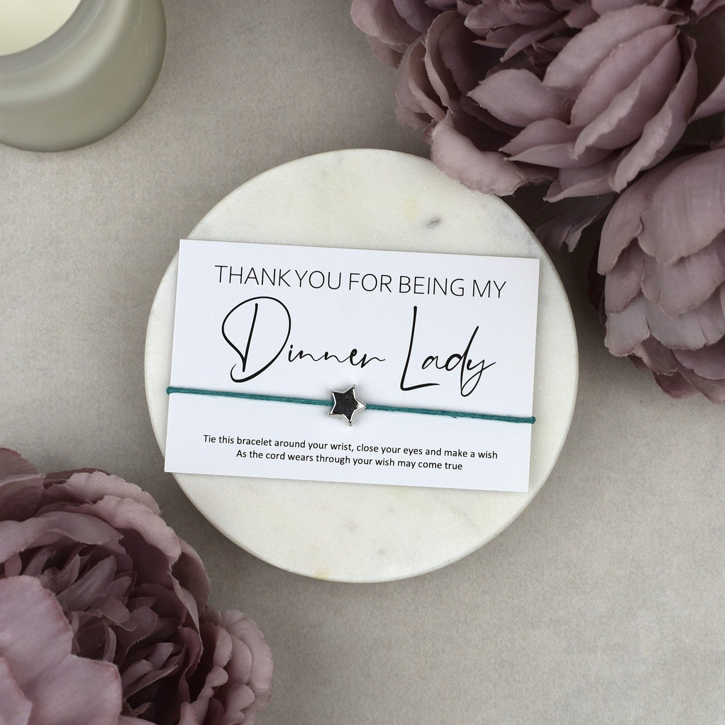 CLEARANCE - Thank You For Being My Dinner Lady Wish Bracelet