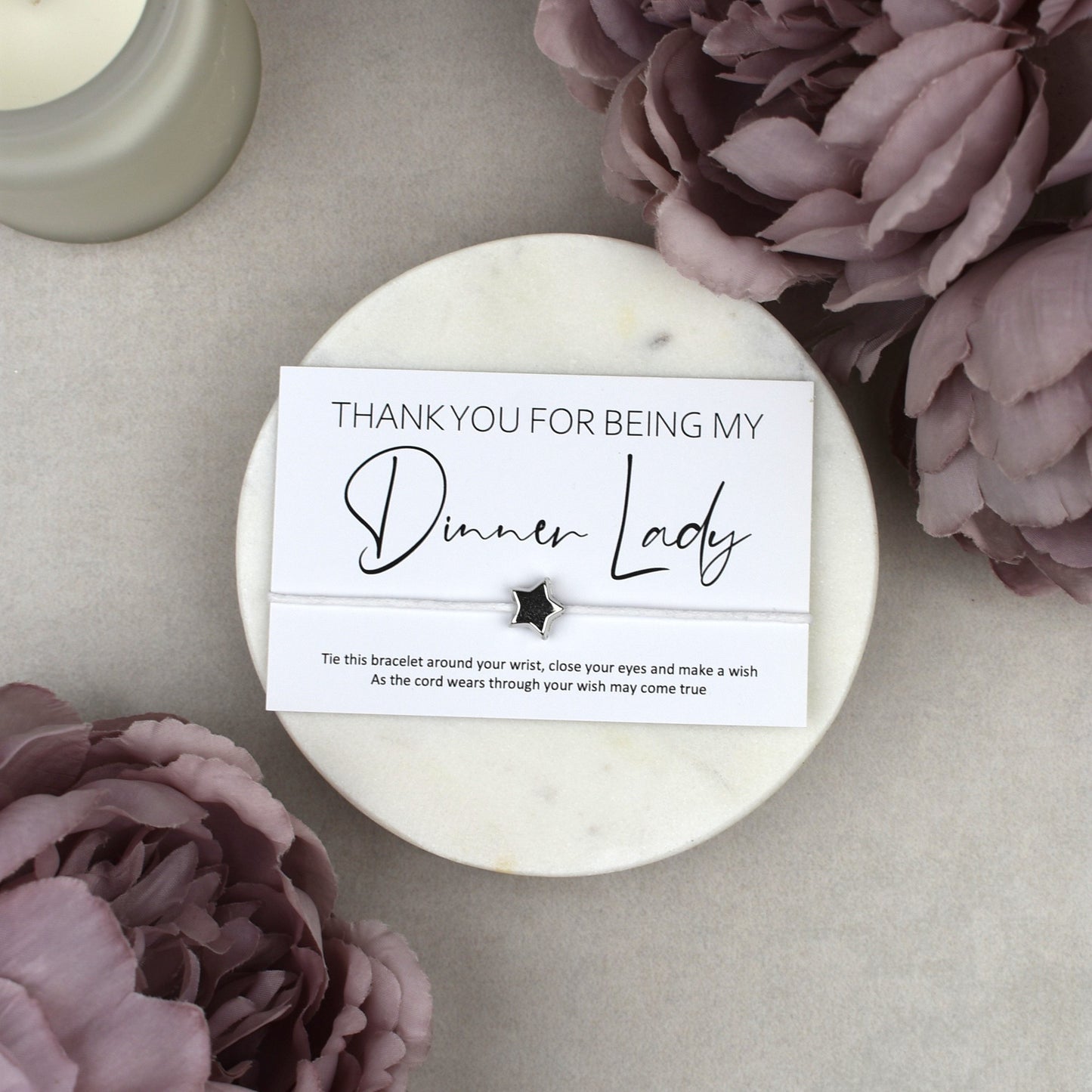 CLEARANCE - Thank You For Being My Dinner Lady Wish Bracelet