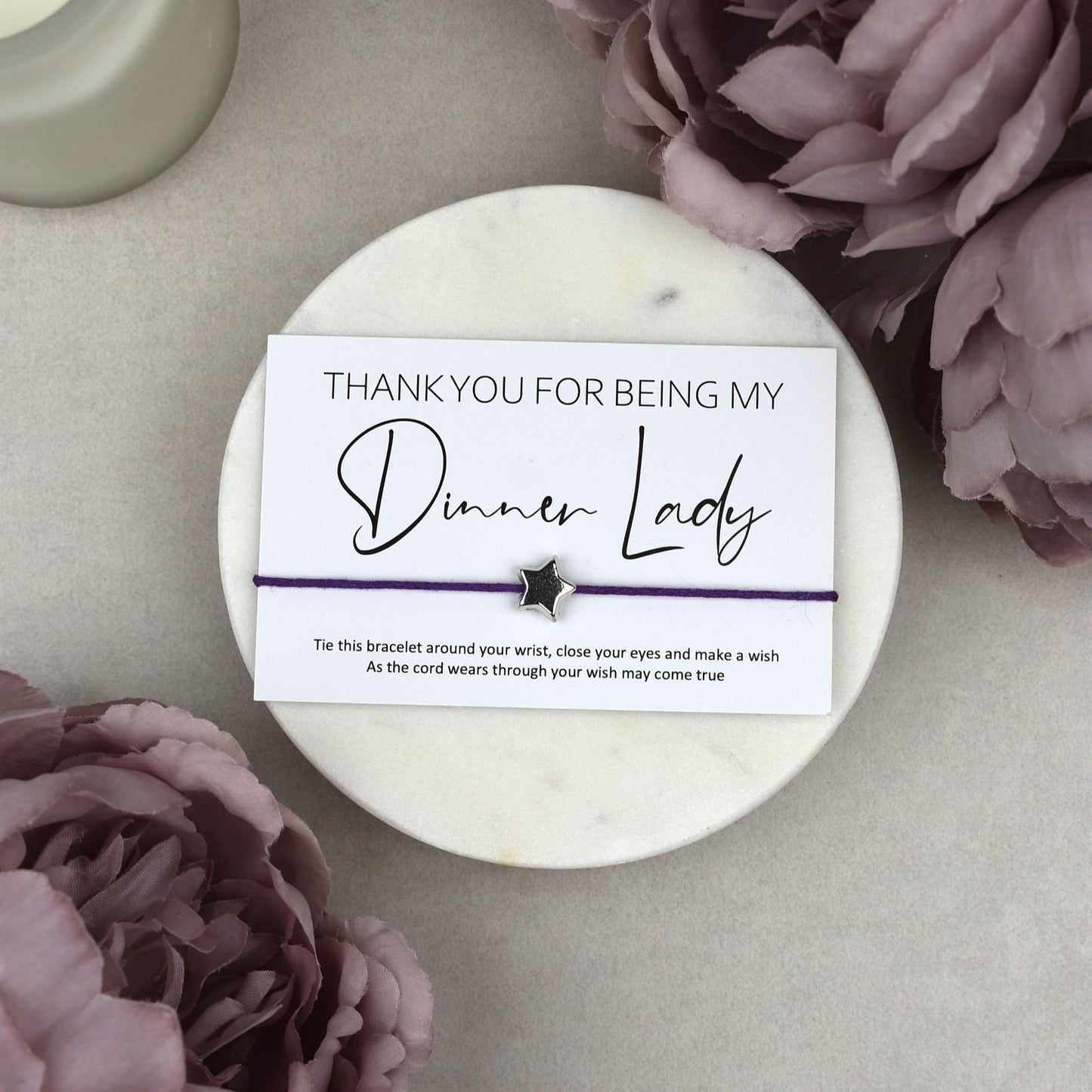 CLEARANCE - Thank You For Being My Dinner Lady Wish Bracelet
