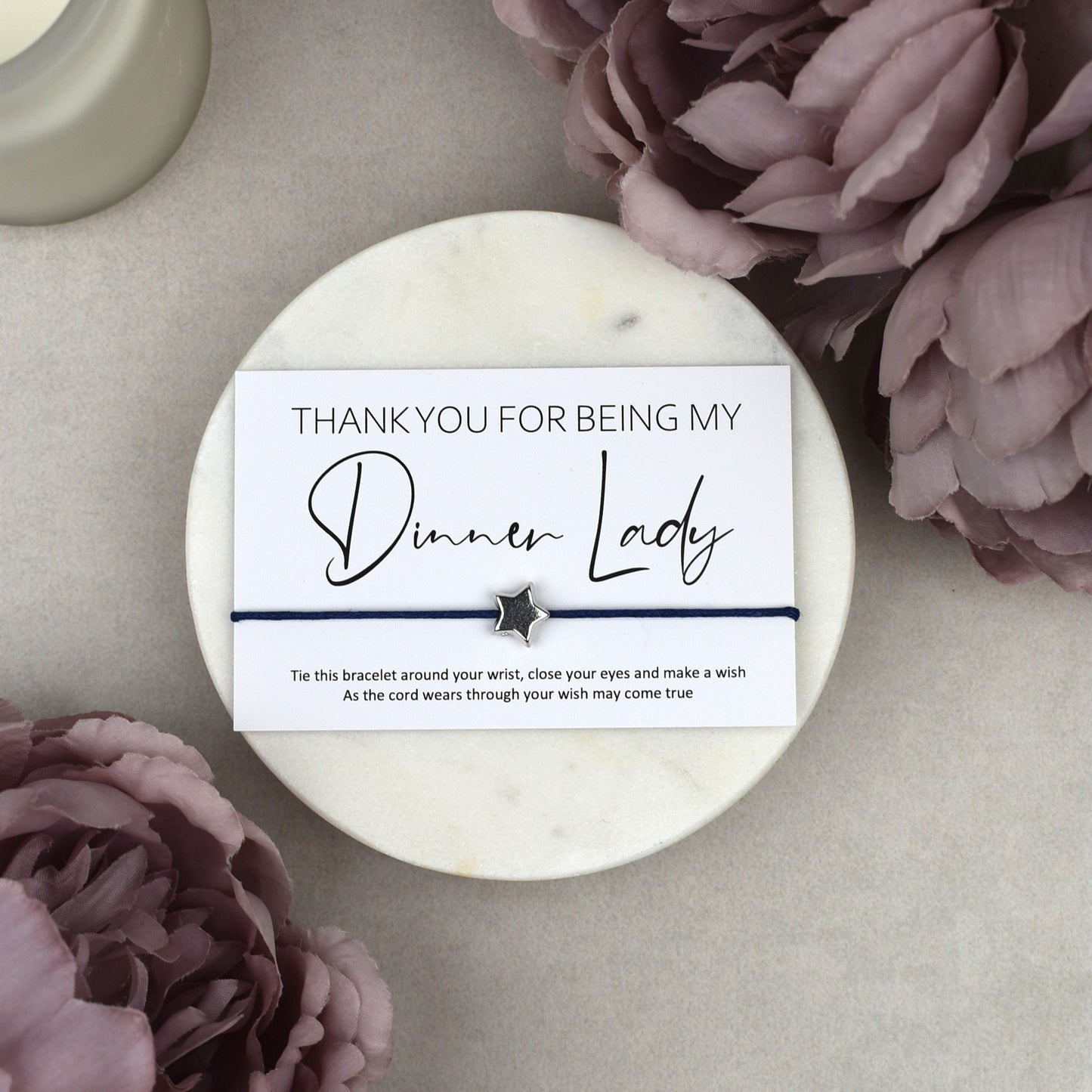 CLEARANCE - Thank You For Being My Dinner Lady Wish Bracelet
