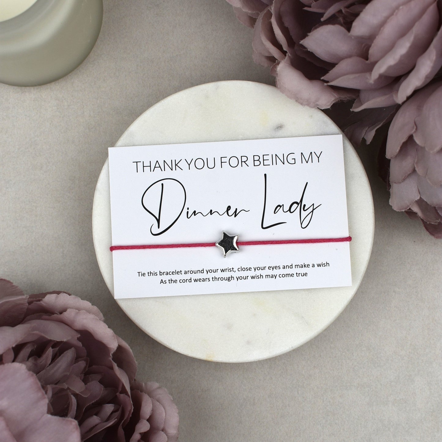 CLEARANCE - Thank You For Being My Dinner Lady Wish Bracelet