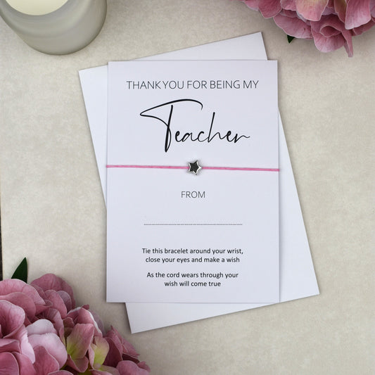 CLEARANCE - Thank You For Being My Teacher Wish Bracelet
