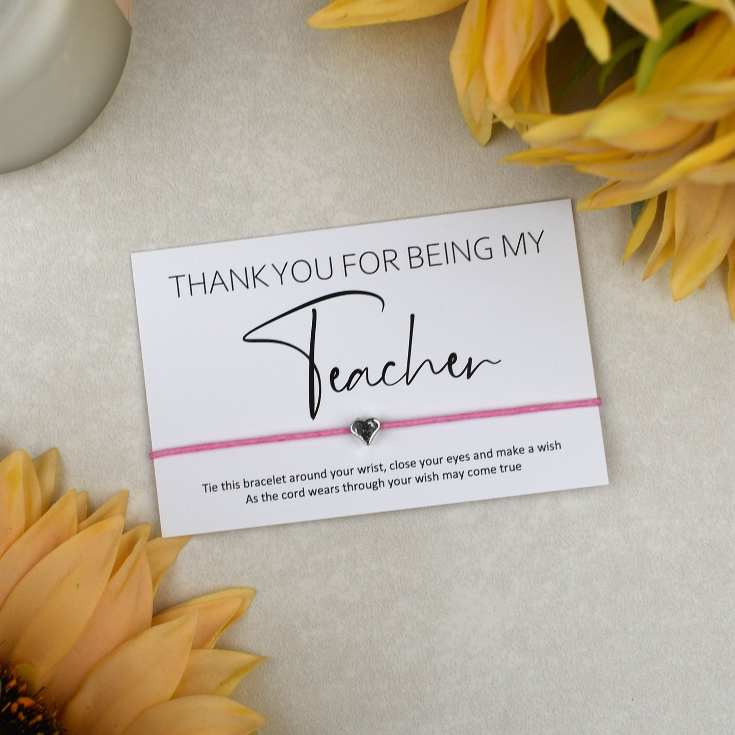 CLEARANCE - Thank You For Being My Teacher Wish Bracelet | Heart Charm