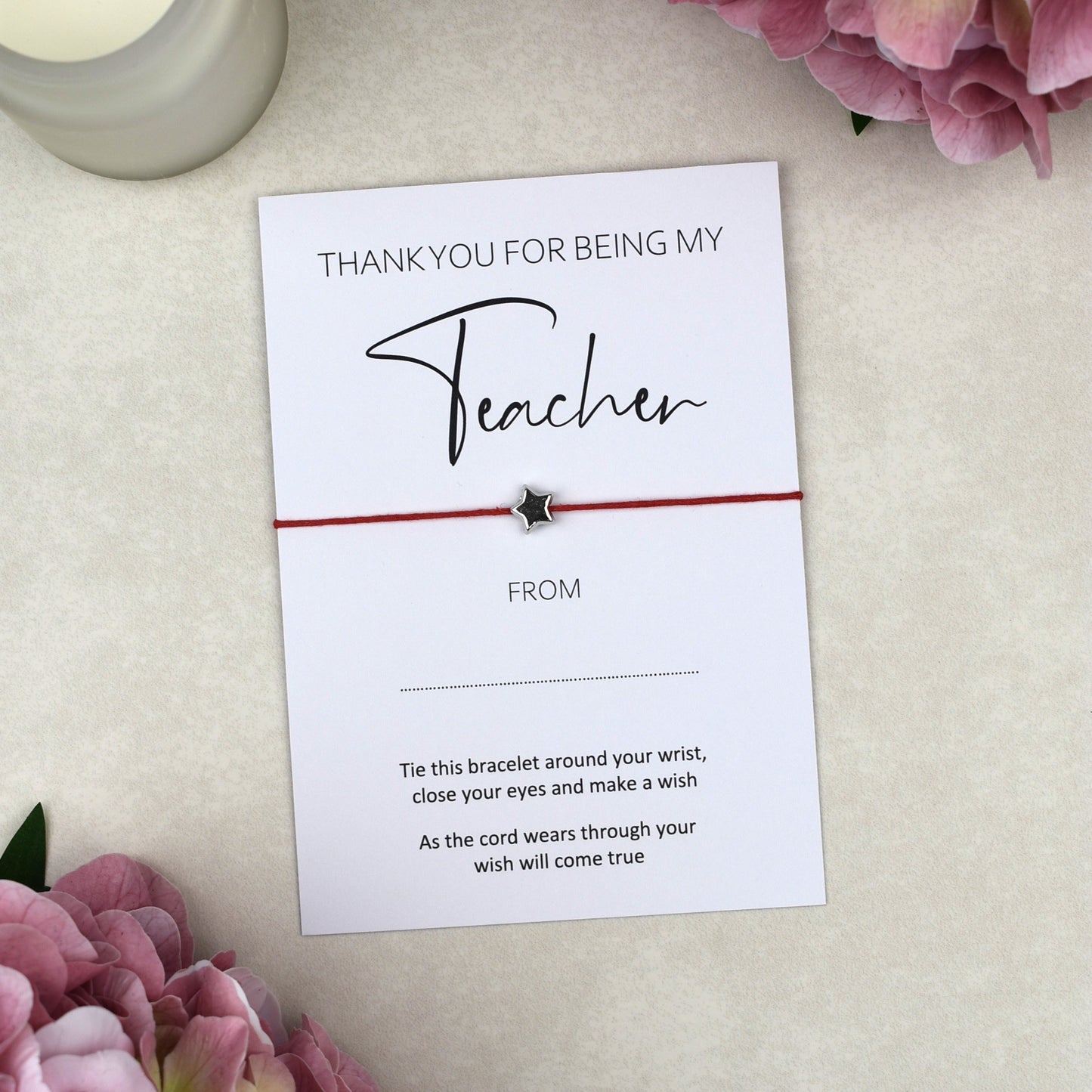CLEARANCE - Thank You For Being My Teacher Wish Bracelet