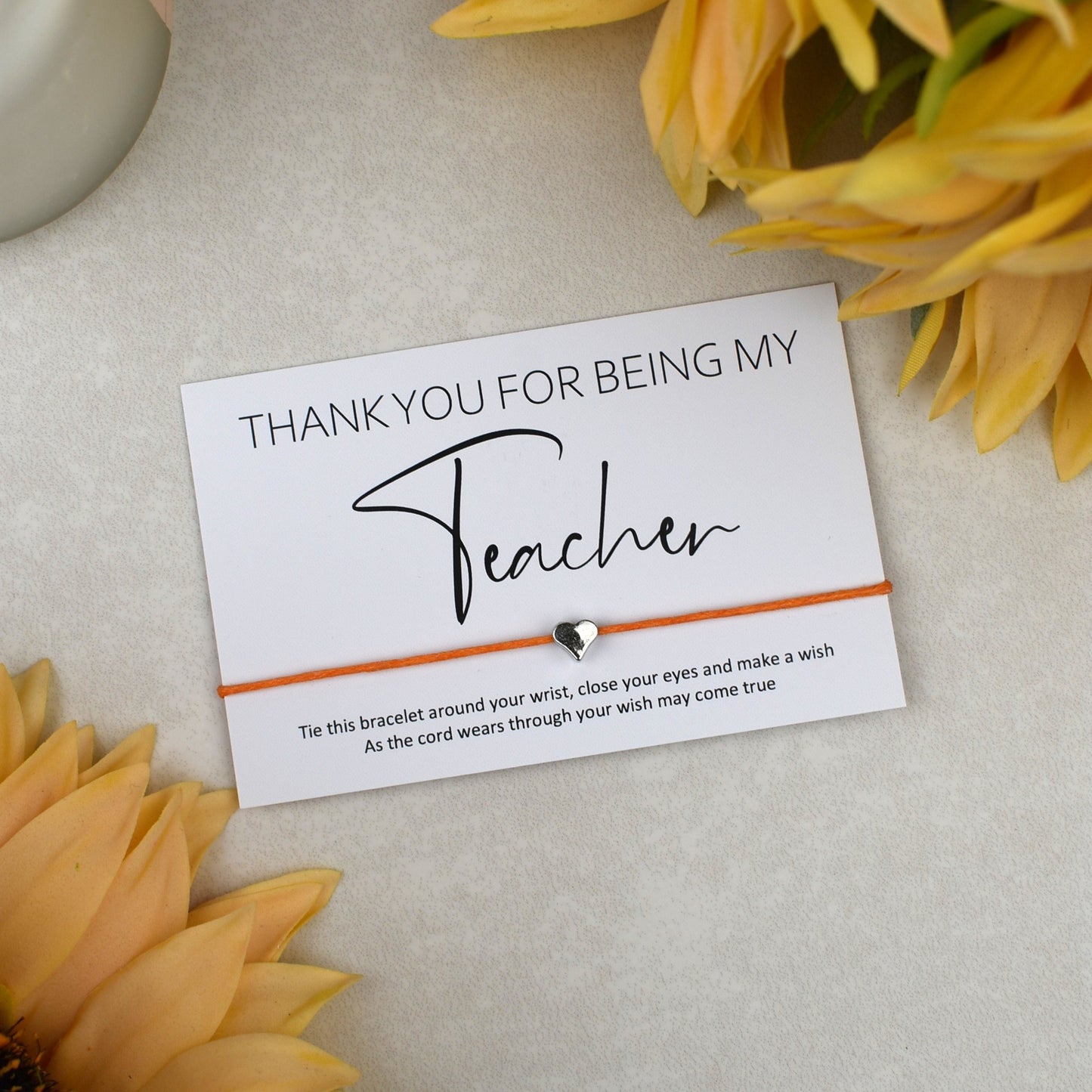 CLEARANCE - Thank You For Being My Teacher Wish Bracelet | Heart Charm