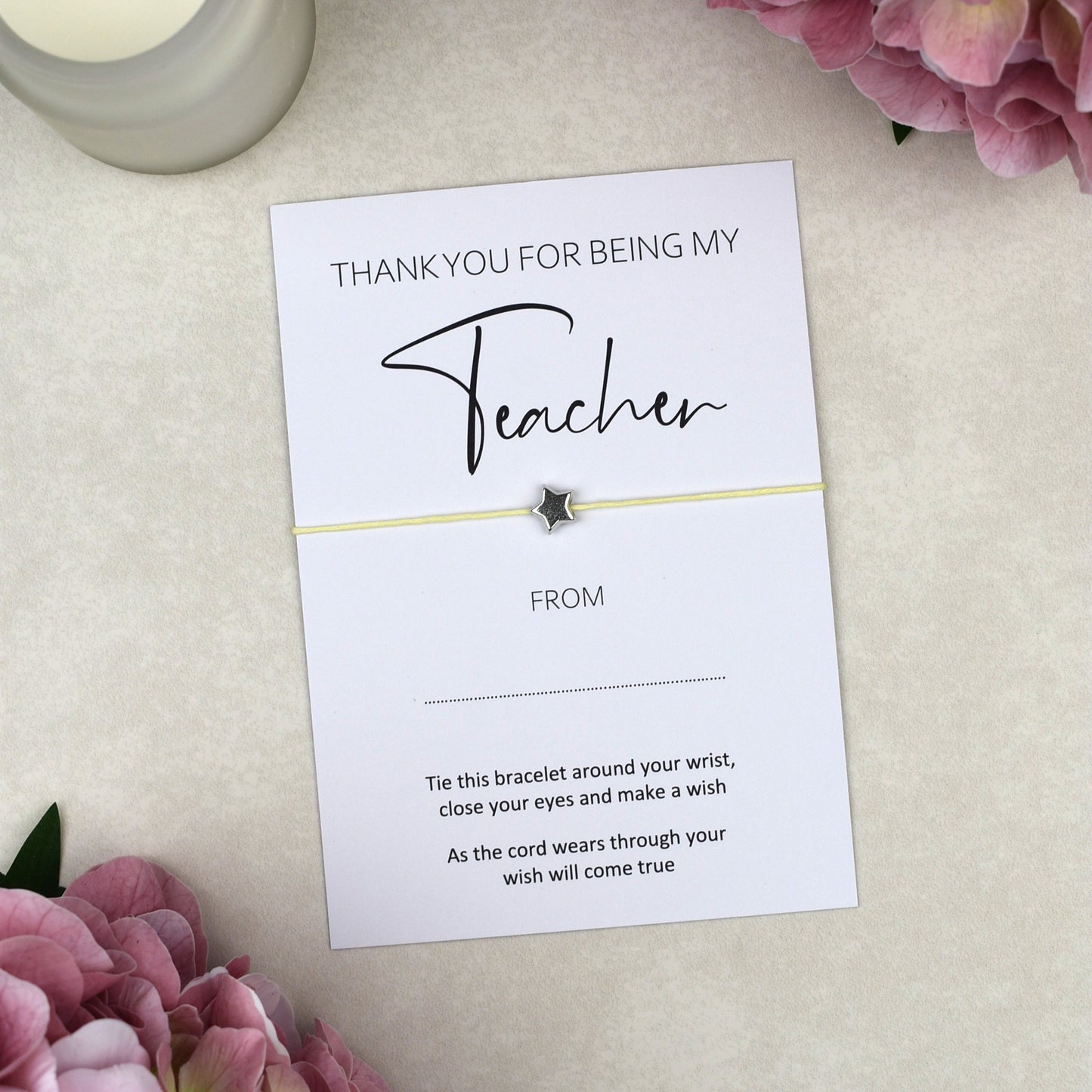 CLEARANCE - Thank You For Being My Teacher Wish Bracelet