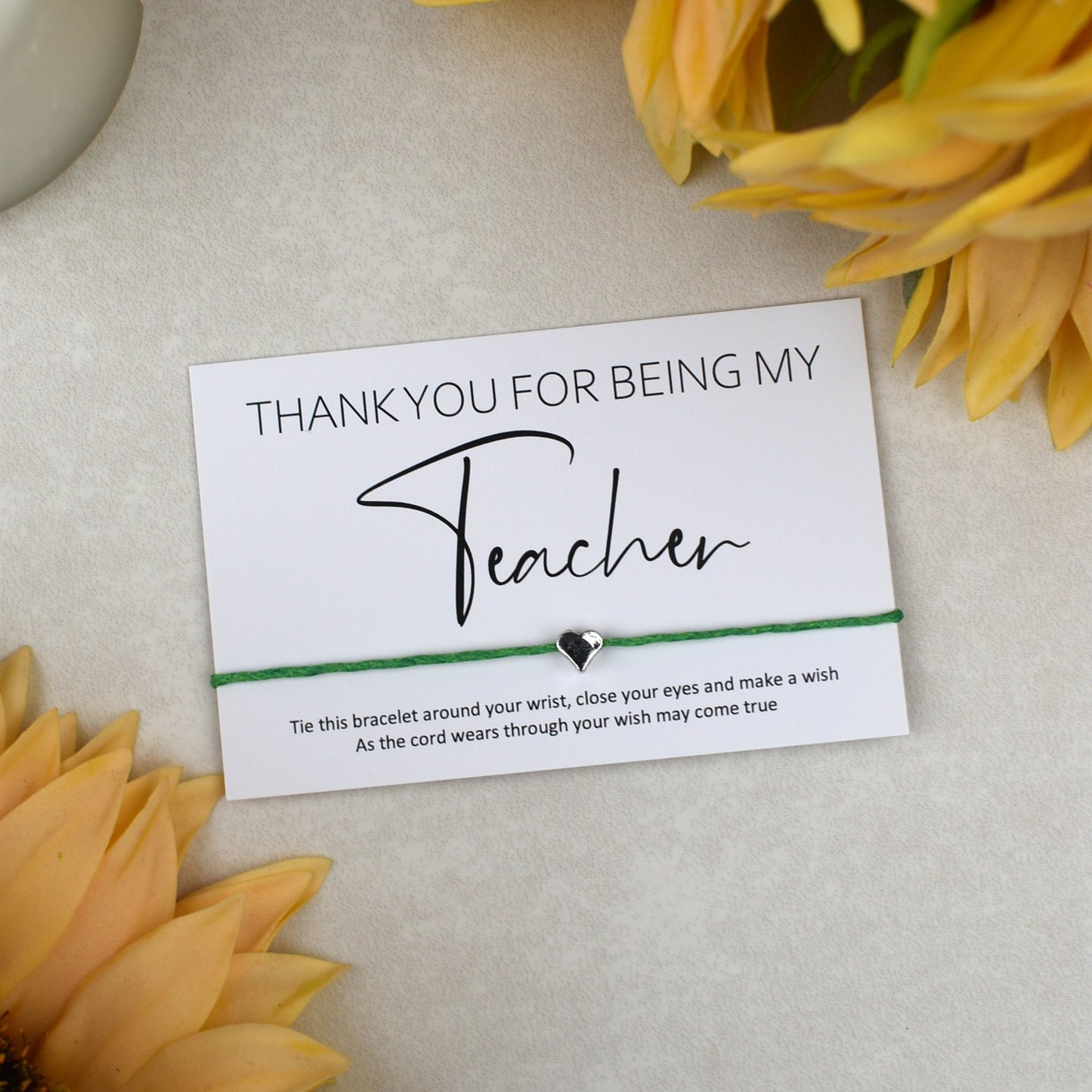 CLEARANCE - Thank You For Being My Teacher Wish Bracelet | Heart Charm
