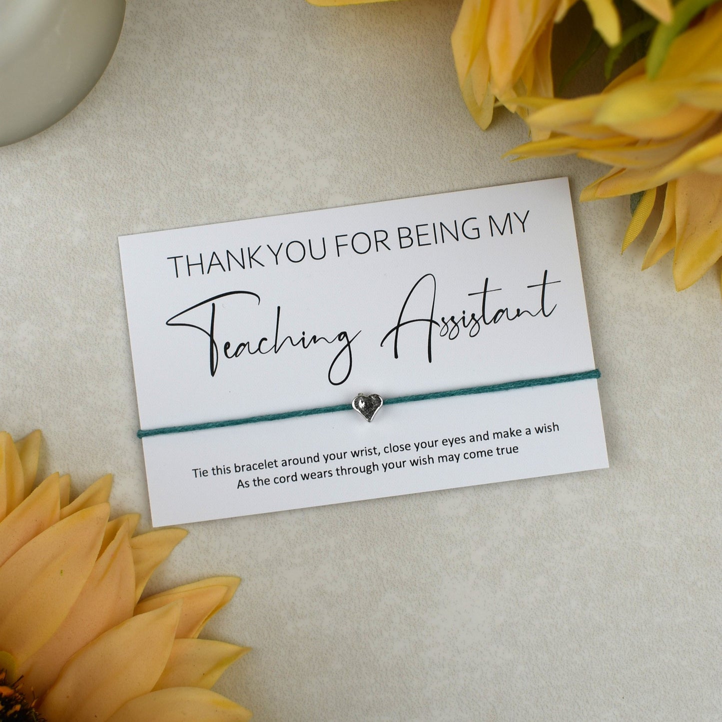 CLEARANCE - Thank You For Being My Teaching Assistant Wish Bracelet | Heart Charm