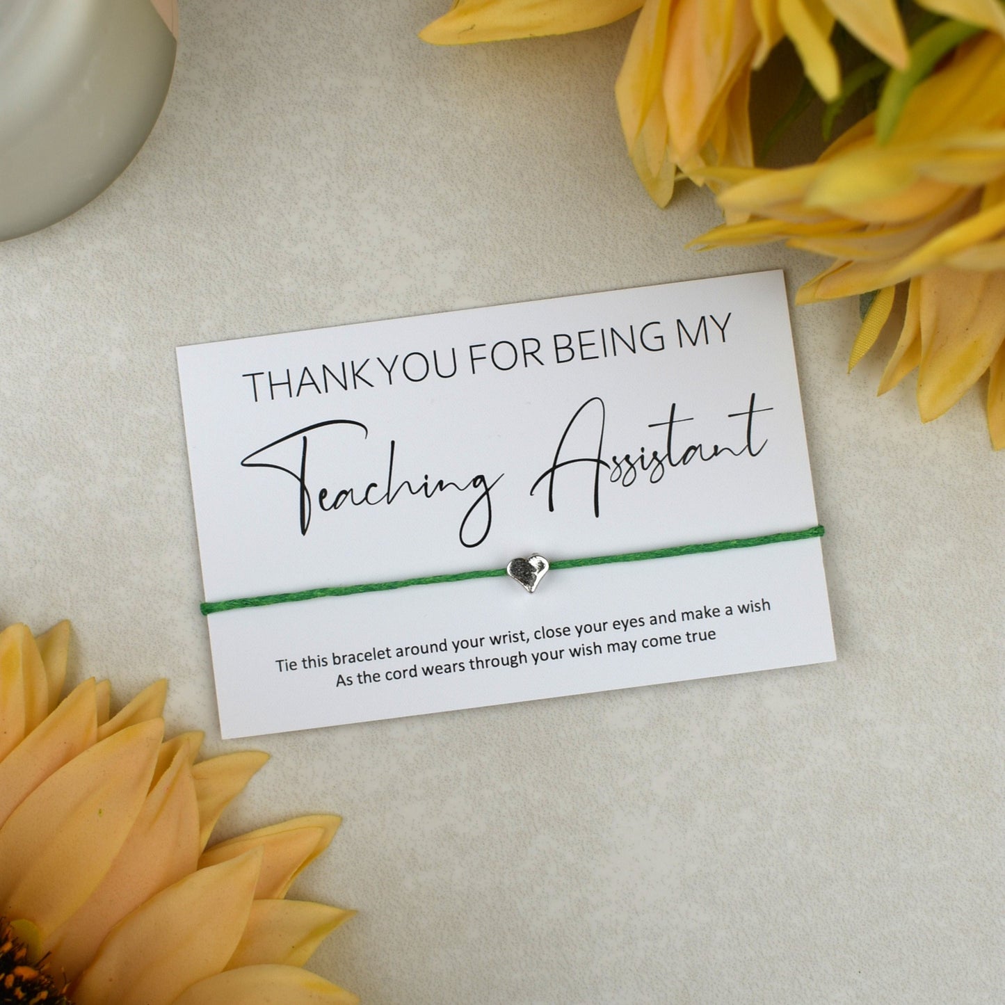 CLEARANCE - Thank You For Being My Teaching Assistant Wish Bracelet | Heart Charm
