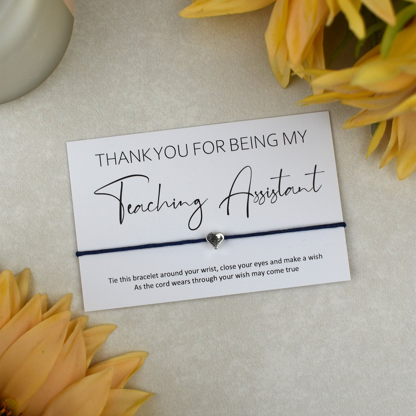 CLEARANCE - Thank You For Being My Teaching Assistant Wish Bracelet | Heart Charm