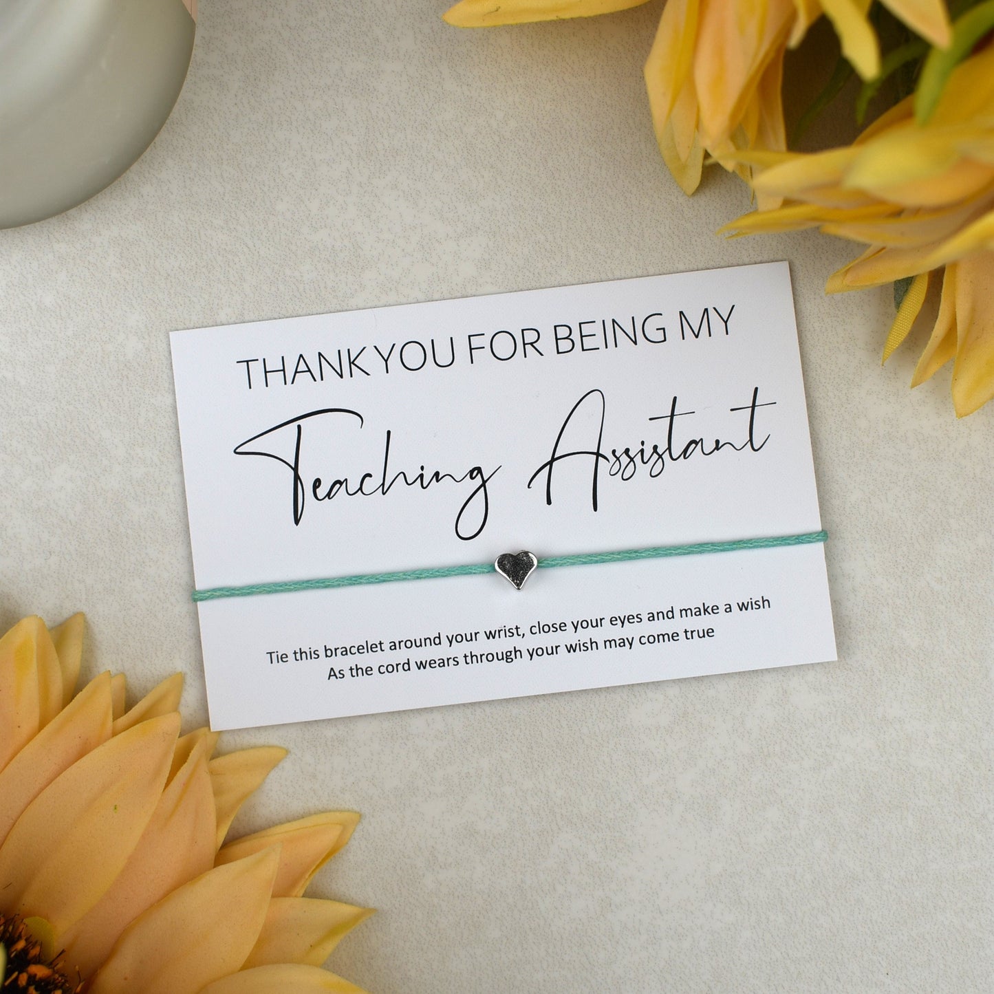 CLEARANCE - Thank You For Being My Teaching Assistant Wish Bracelet | Heart Charm