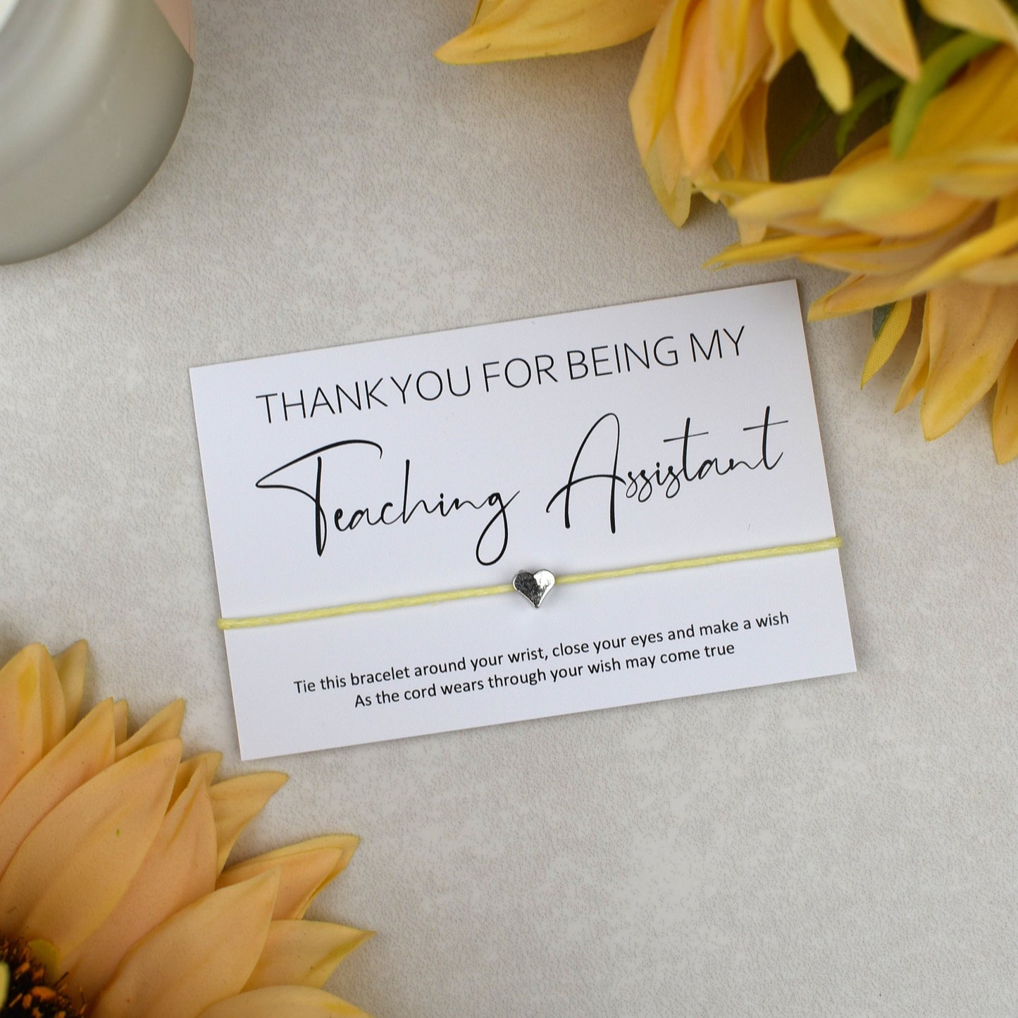 CLEARANCE - Thank You For Being My Teaching Assistant Wish Bracelet | Heart Charm