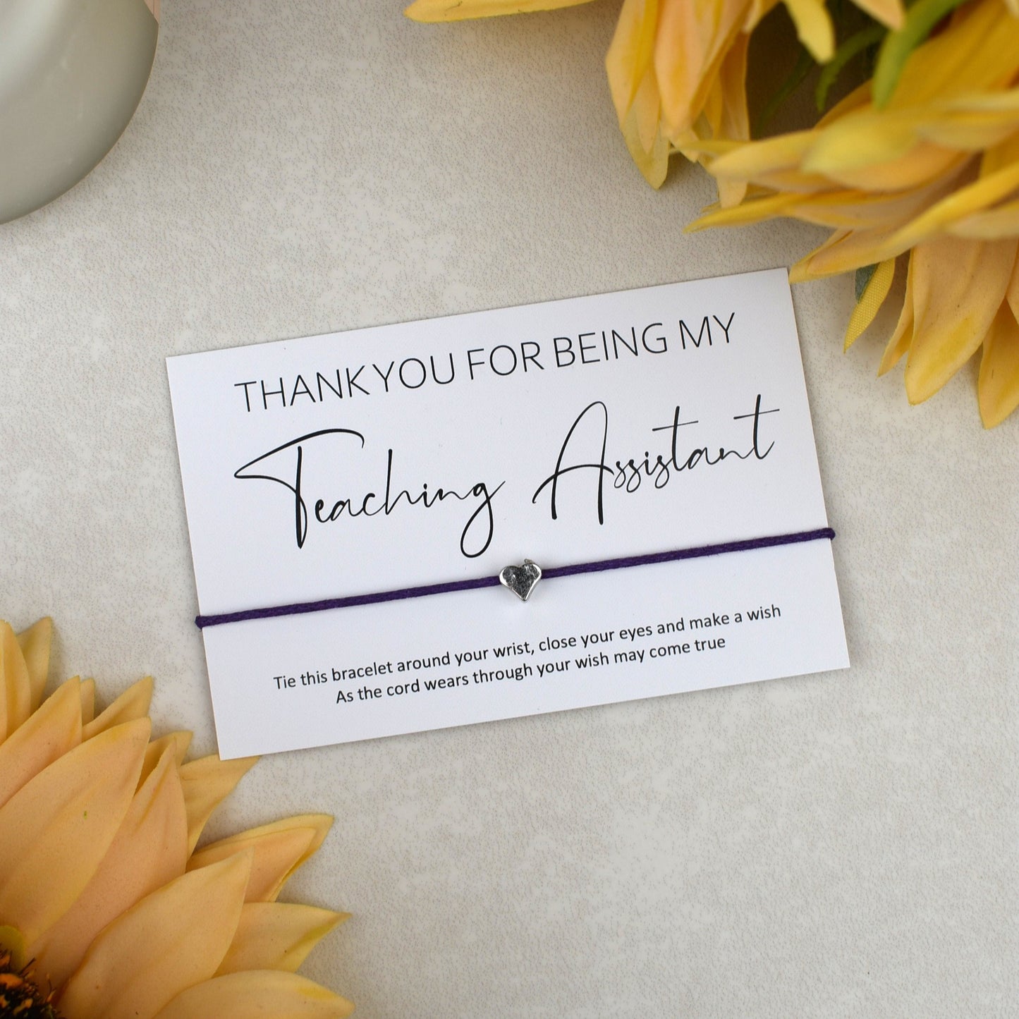 CLEARANCE - Thank You For Being My Teaching Assistant Wish Bracelet | Heart Charm