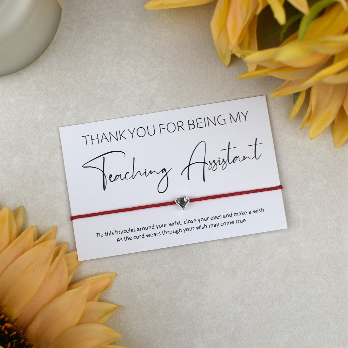 CLEARANCE - Thank You For Being My Teaching Assistant Wish Bracelet | Heart Charm