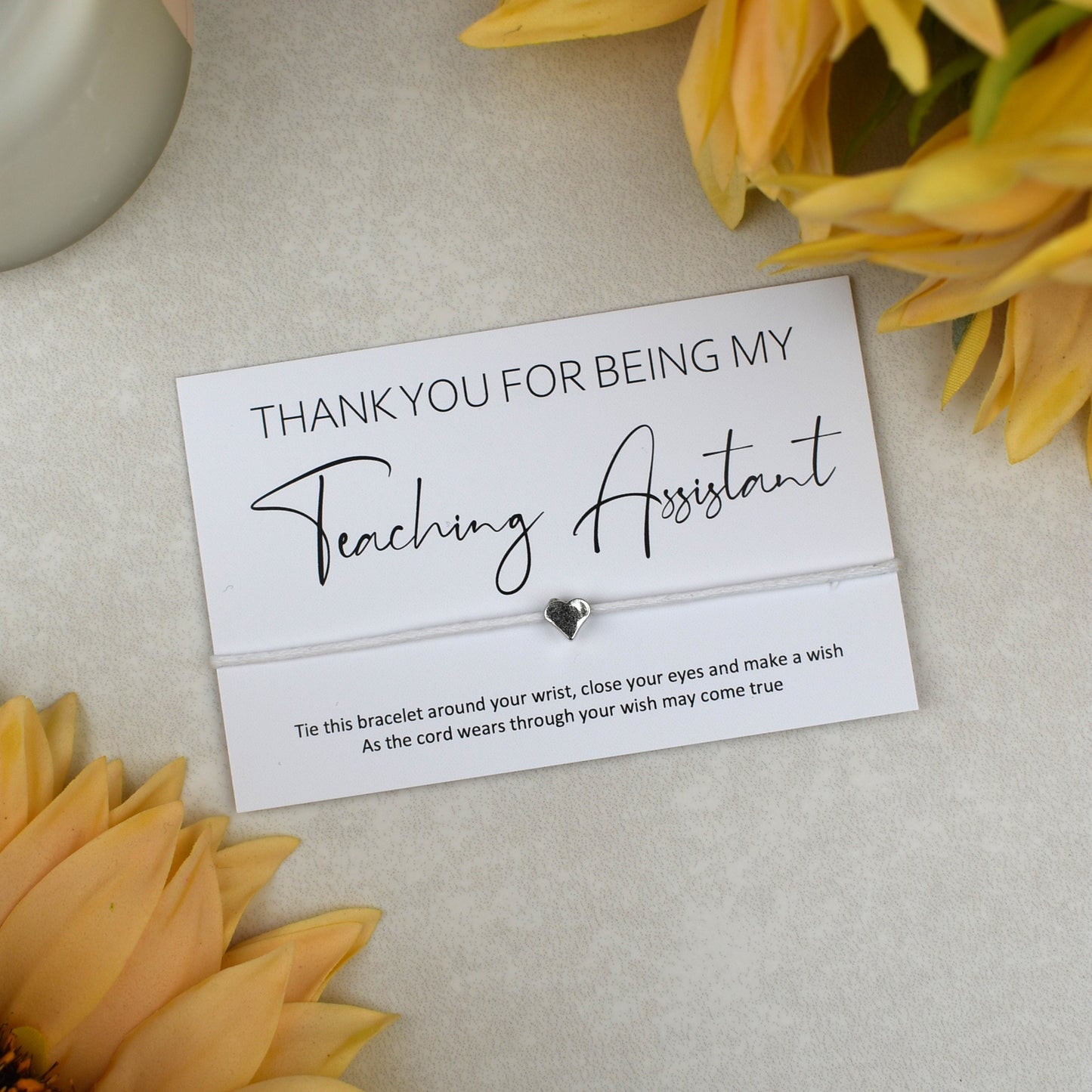 CLEARANCE - Thank You For Being My Teaching Assistant Wish Bracelet | Heart Charm