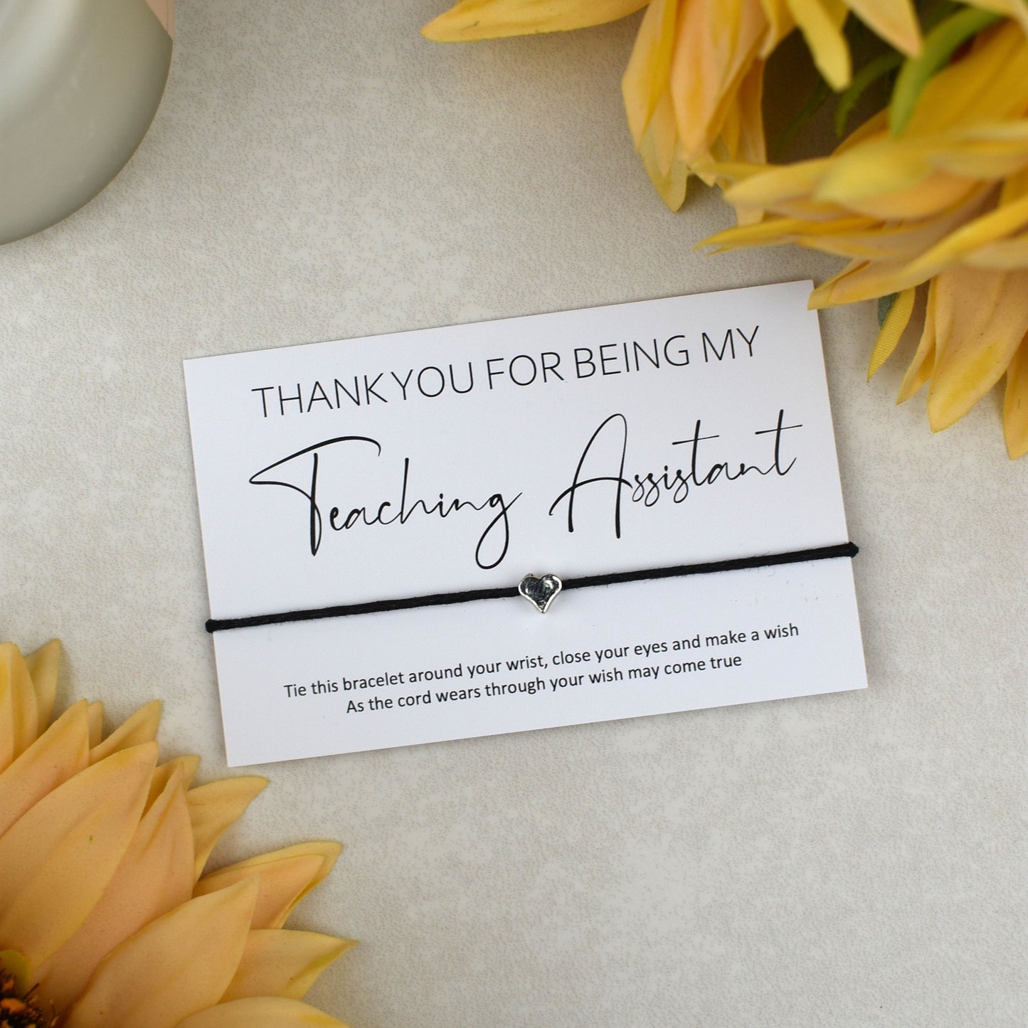 CLEARANCE - Thank You For Being My Teaching Assistant Wish Bracelet | Heart Charm