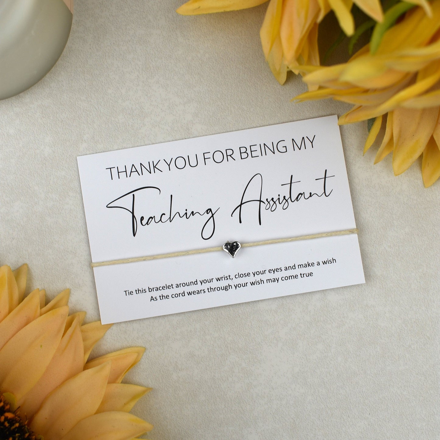 CLEARANCE - Thank You For Being My Teaching Assistant Wish Bracelet | Heart Charm