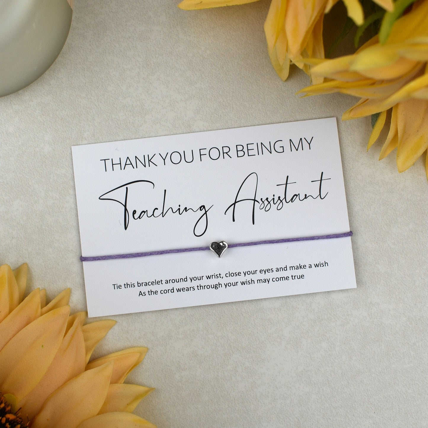 CLEARANCE - Thank You For Being My Teaching Assistant Wish Bracelet | Heart Charm