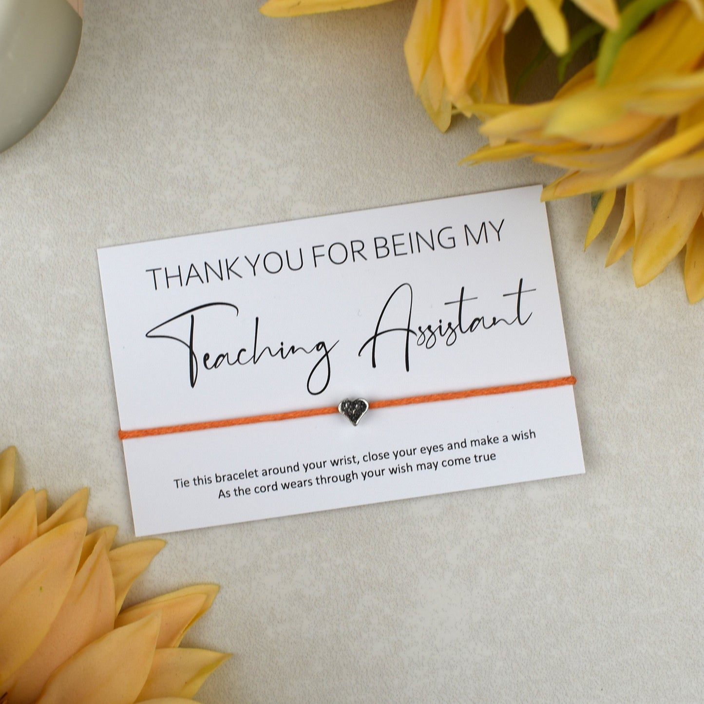 CLEARANCE - Thank You For Being My Teaching Assistant Wish Bracelet | Heart Charm