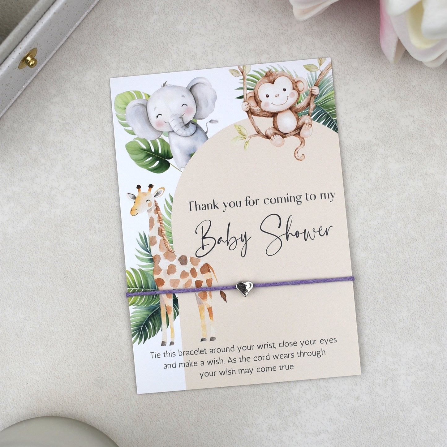 CLEARANCE - Thank You For Coming To My Baby Shower Wish Bracelet | Heart Charm