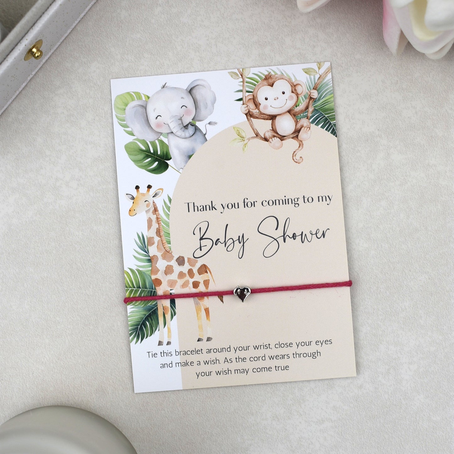 CLEARANCE - Thank You For Coming To My Baby Shower Wish Bracelet | Heart Charm