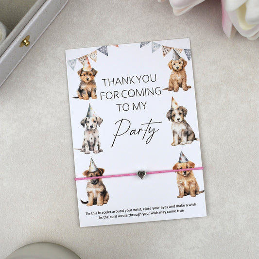 CLEARANCE - Thank You For Coming To My Party Dog Wish Bracelet | Heart Charm