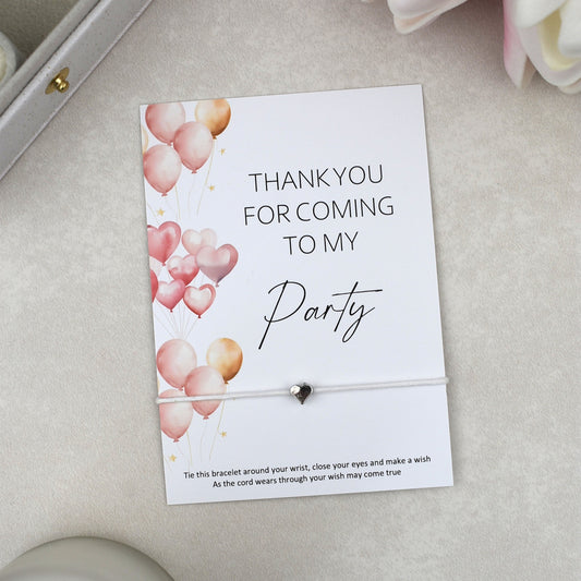 CLEARANCE - Thank You For Coming To My Party Balloon Wish Bracelet | Heart Charm