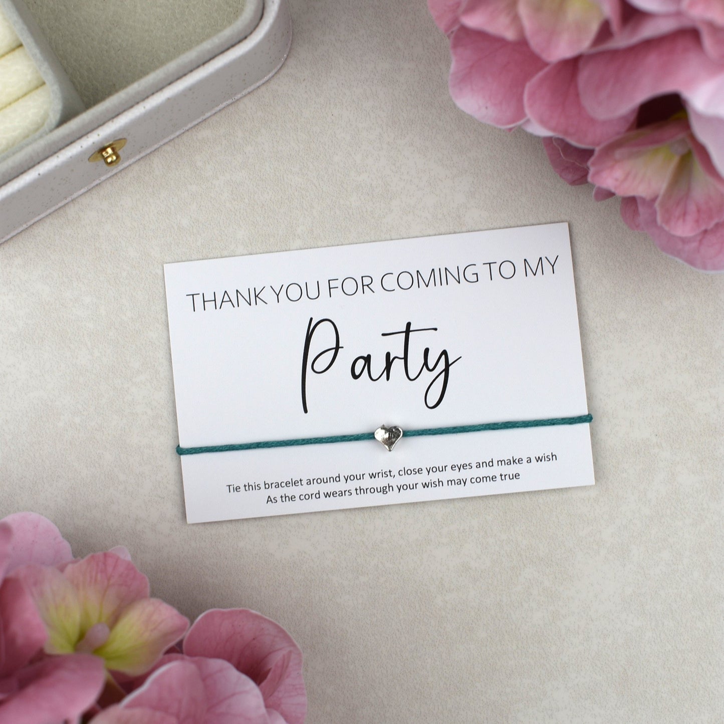 CLEARANCE - Thank You For Coming To My Party Wish Bracelet - Heart Charm