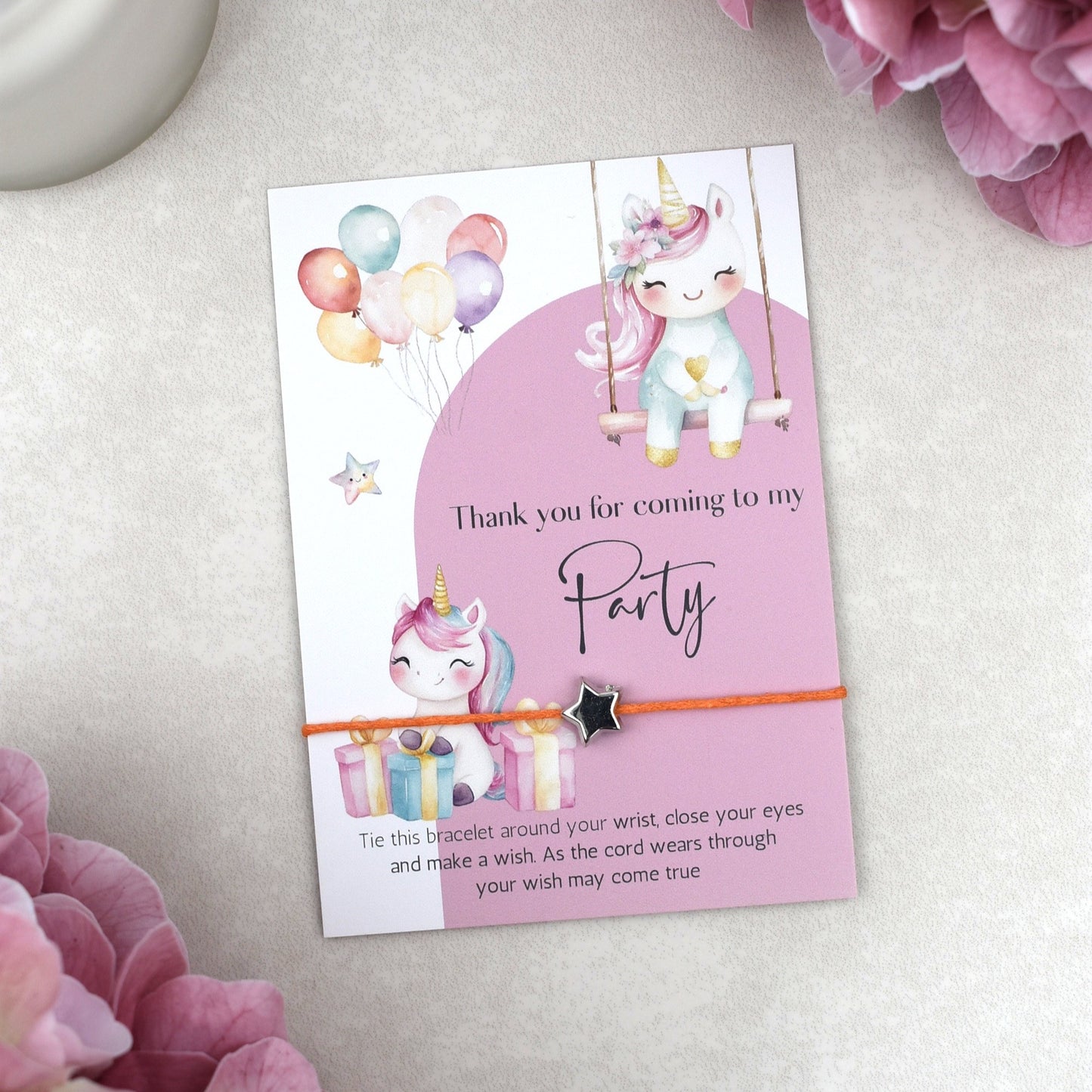 CLEARANCE - Thank You For Coming To My Party Unicorn Wish Bracelet