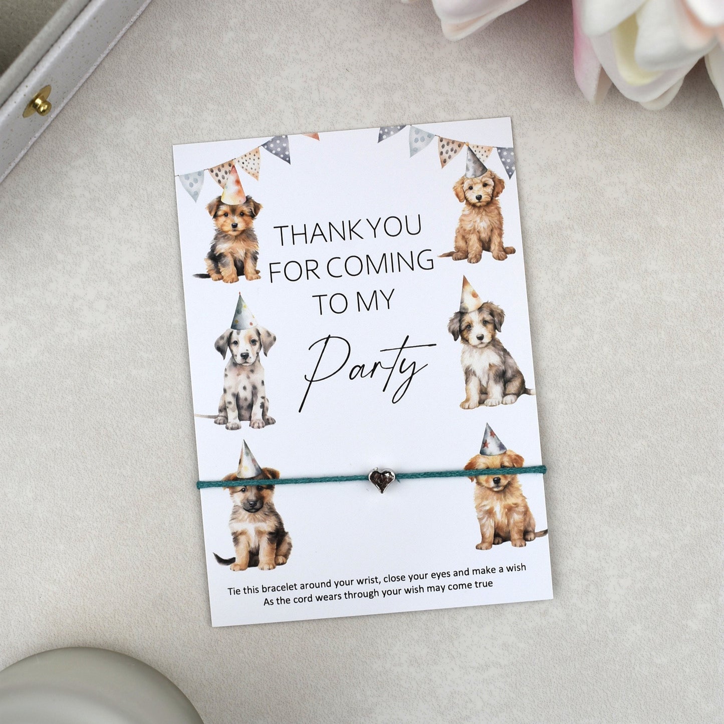 CLEARANCE - Thank You For Coming To My Party Dog Wish Bracelet | Heart Charm