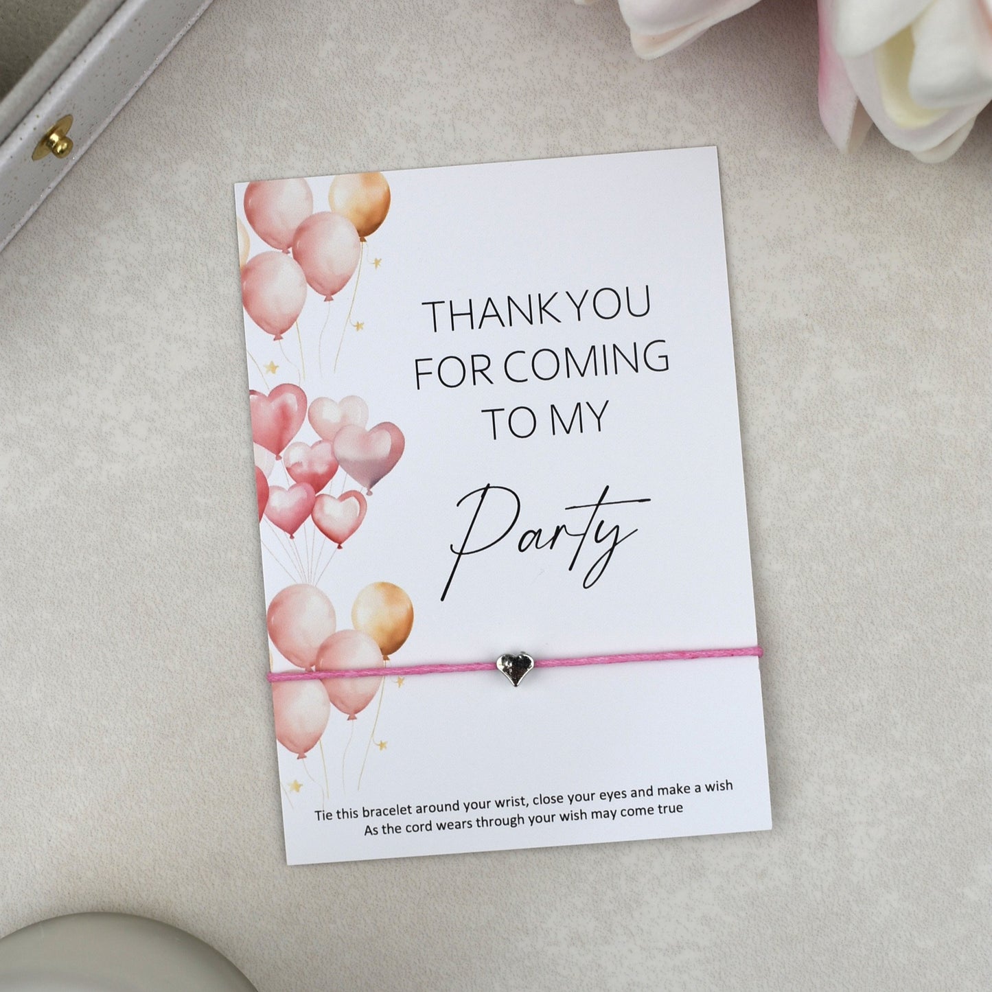 CLEARANCE - Thank You For Coming To My Party Balloon Wish Bracelet | Heart Charm
