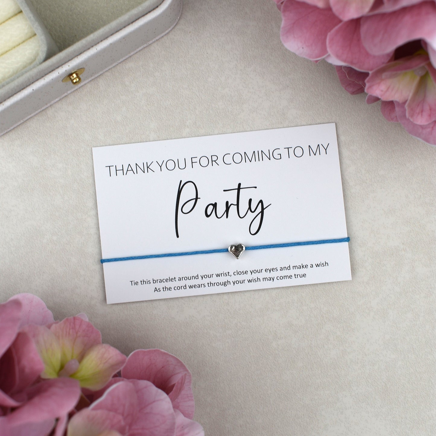 CLEARANCE - Thank You For Coming To My Party Wish Bracelet - Heart Charm