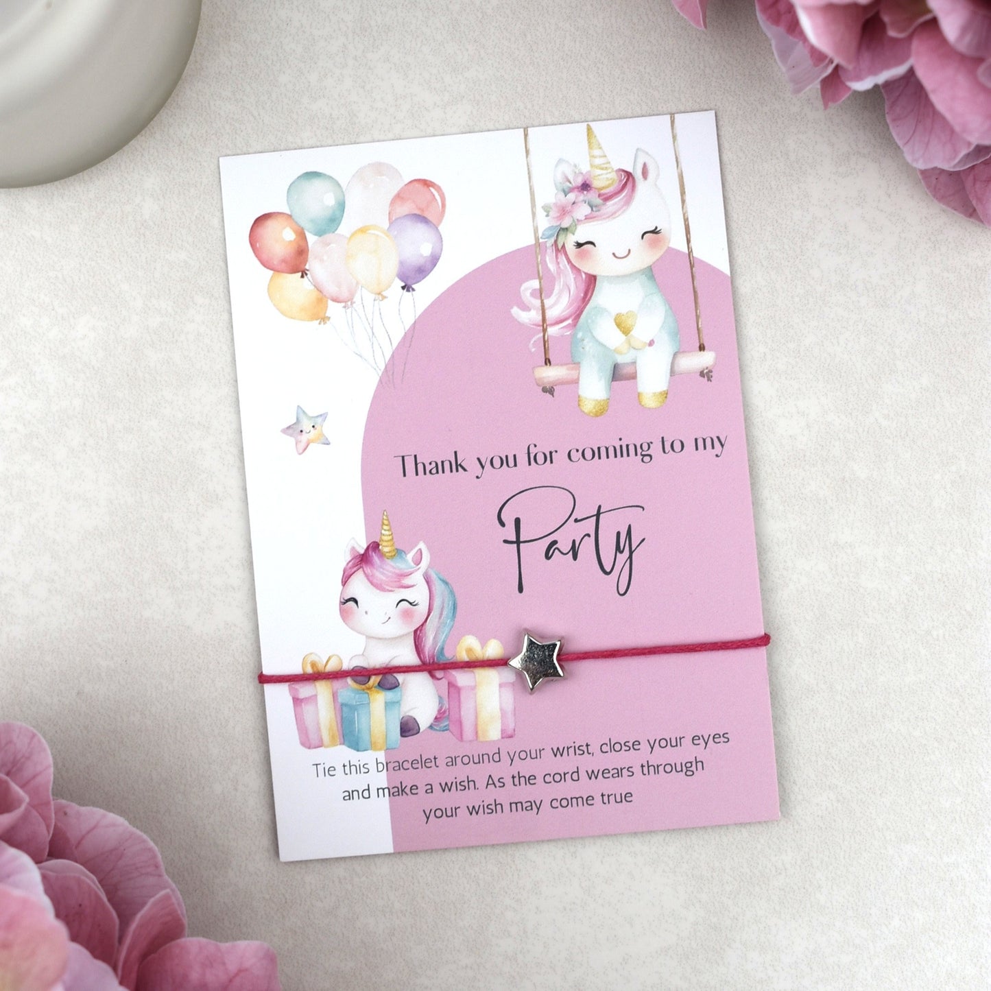 CLEARANCE - Thank You For Coming To My Party Unicorn Wish Bracelet