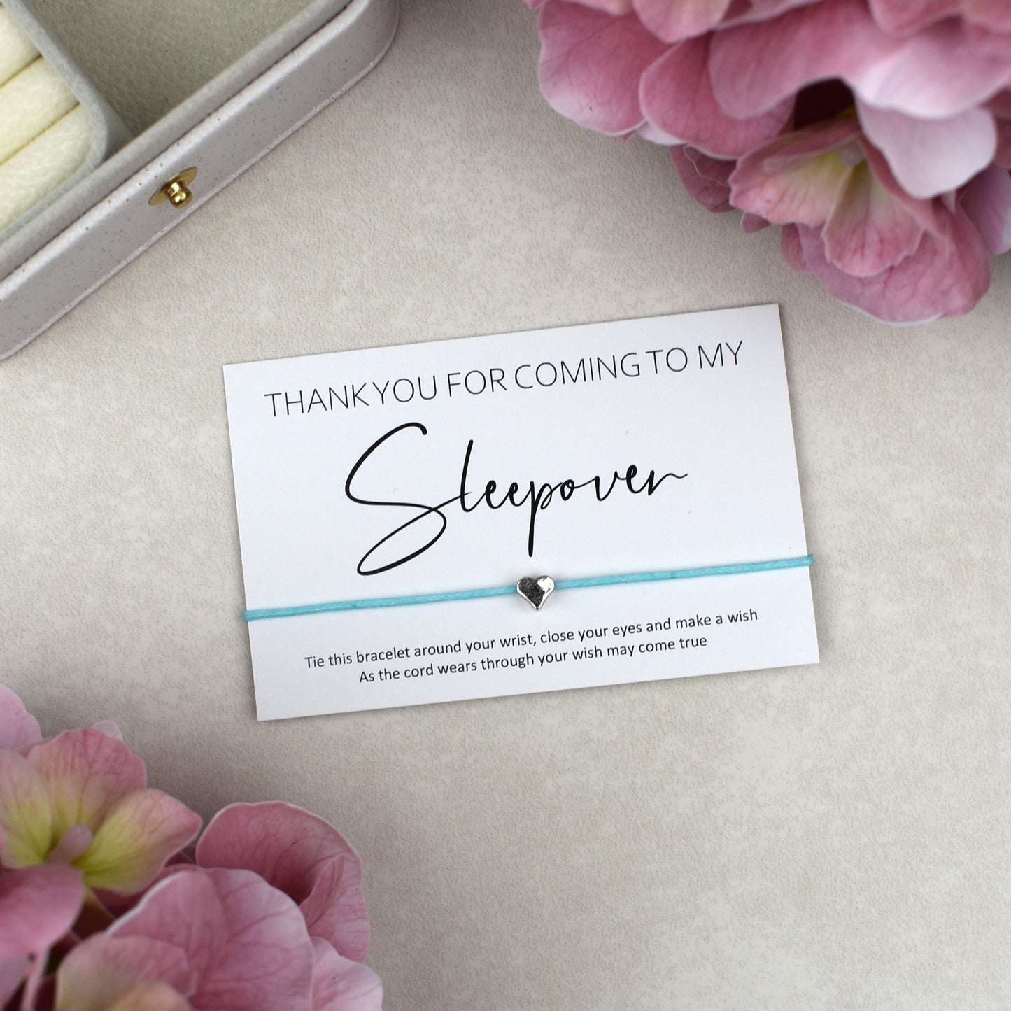 CLEARANCE - Thank You For Coming To My Sleepover Wish Bracelet | Heart Charm