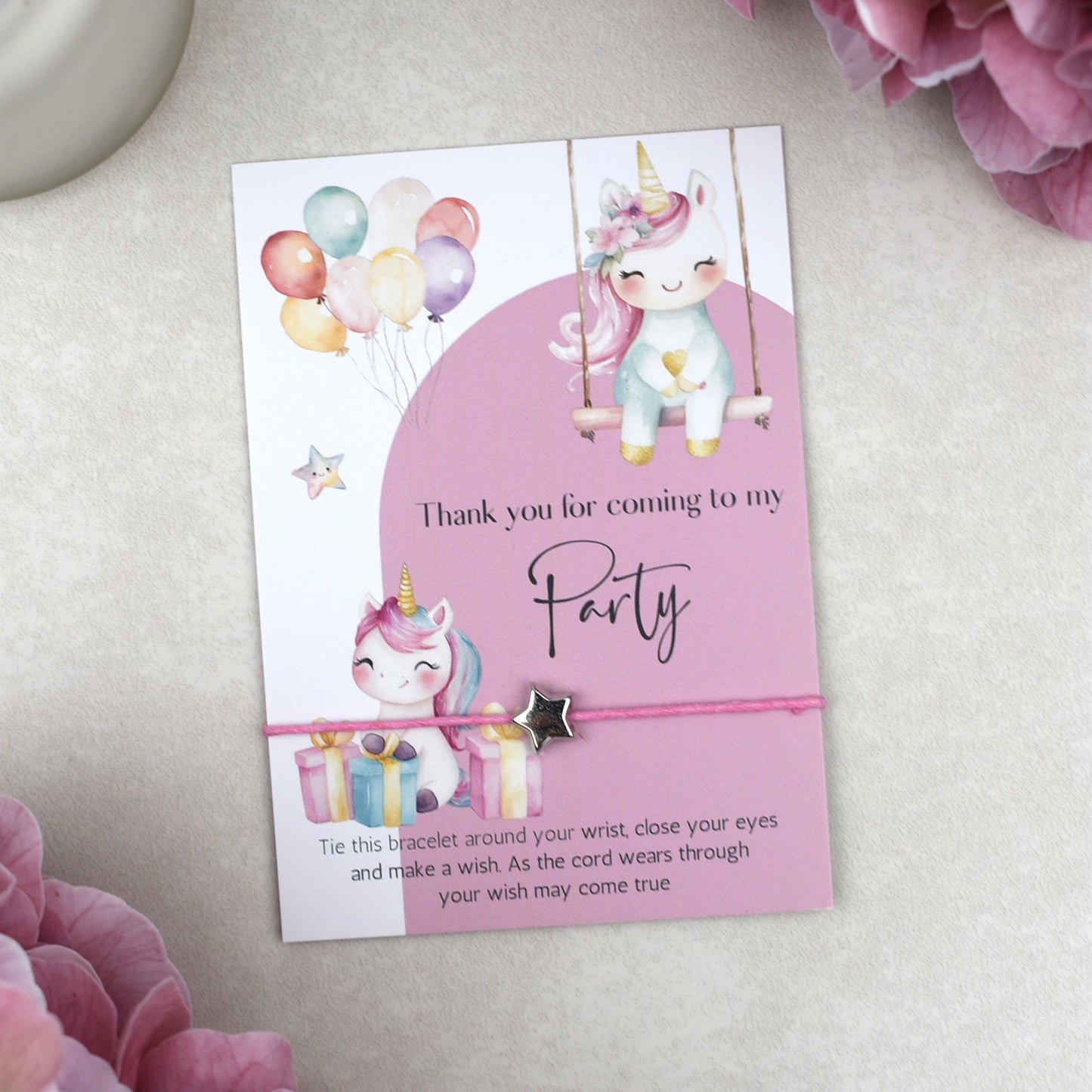 CLEARANCE - Thank You For Coming To My Party Unicorn Wish Bracelet