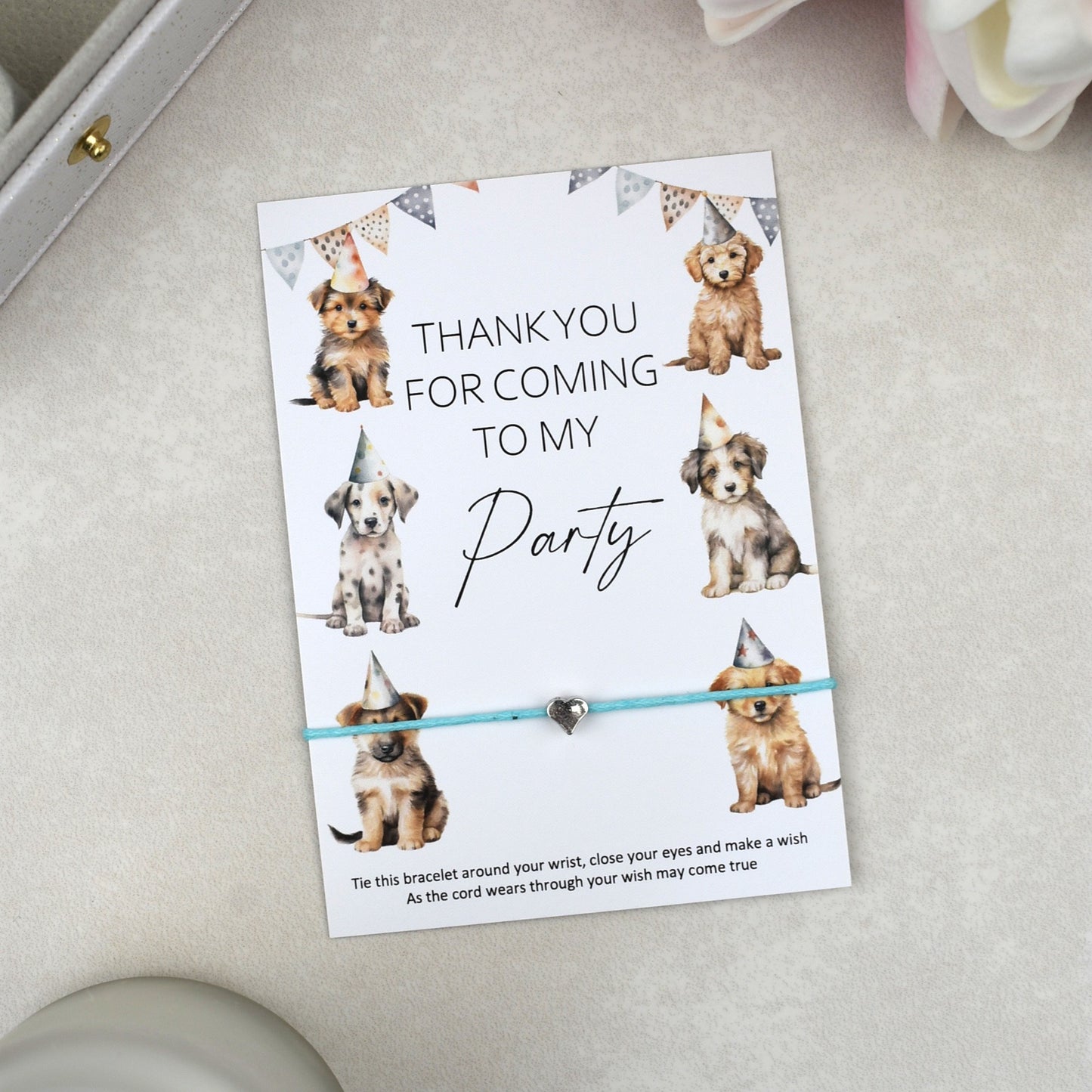 CLEARANCE - Thank You For Coming To My Party Dog Wish Bracelet | Heart Charm