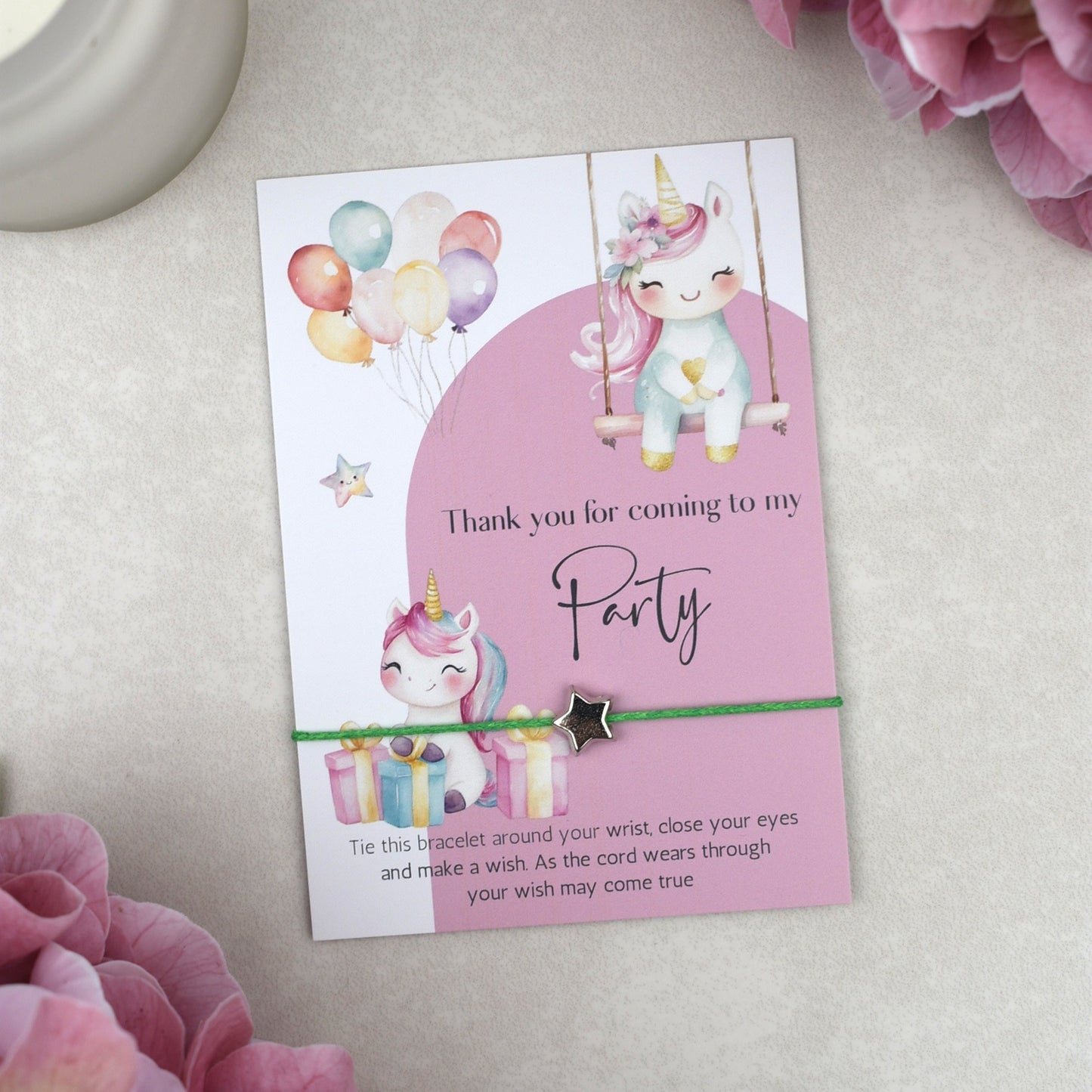 CLEARANCE - Thank You For Coming To My Party Unicorn Wish Bracelet