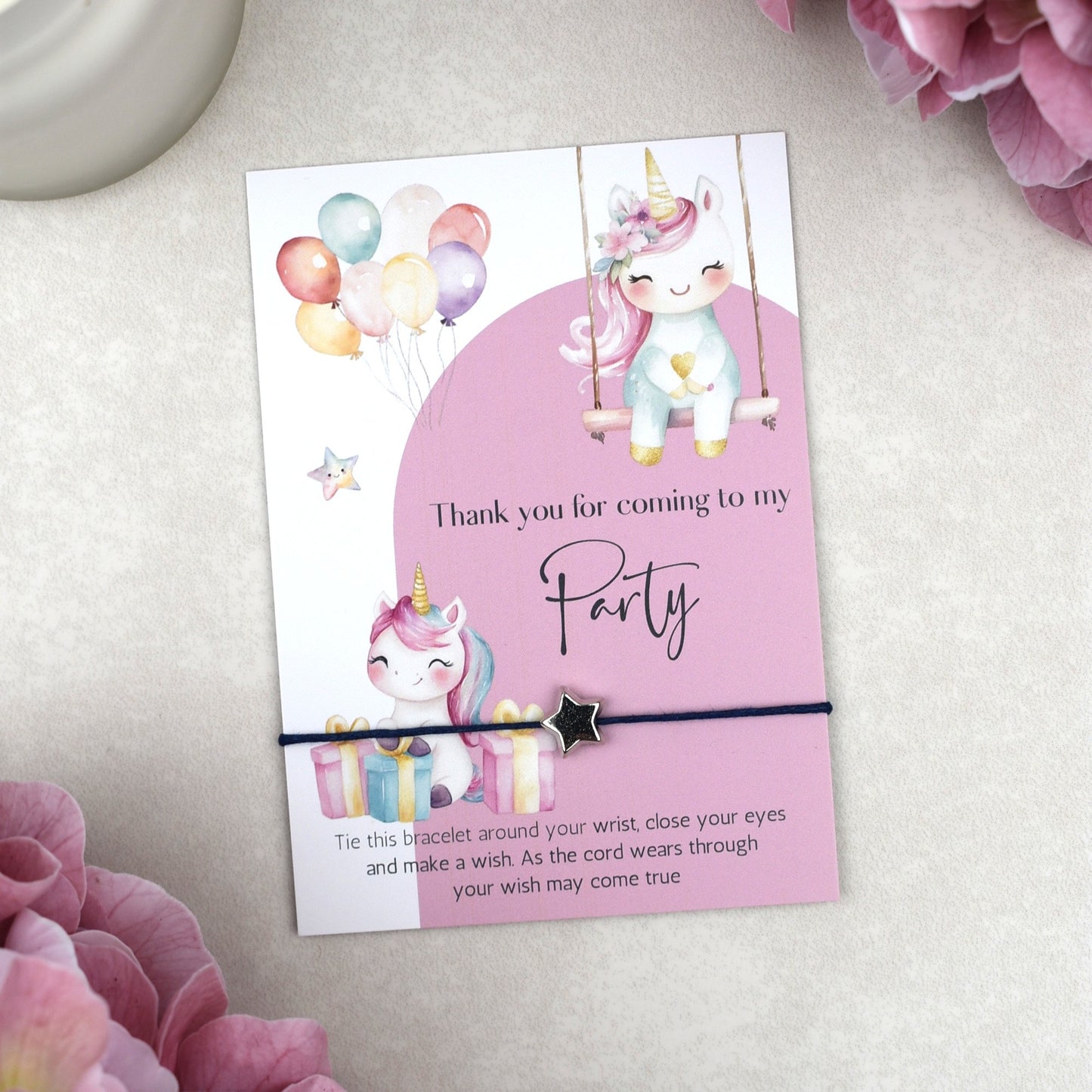 CLEARANCE - Thank You For Coming To My Party Unicorn Wish Bracelet