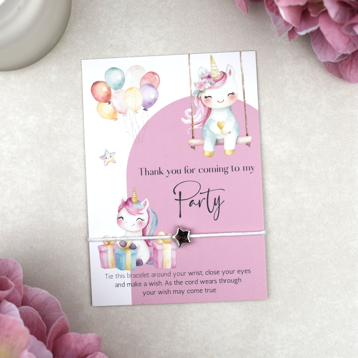 CLEARANCE - Thank You For Coming To My Party Unicorn Wish Bracelet