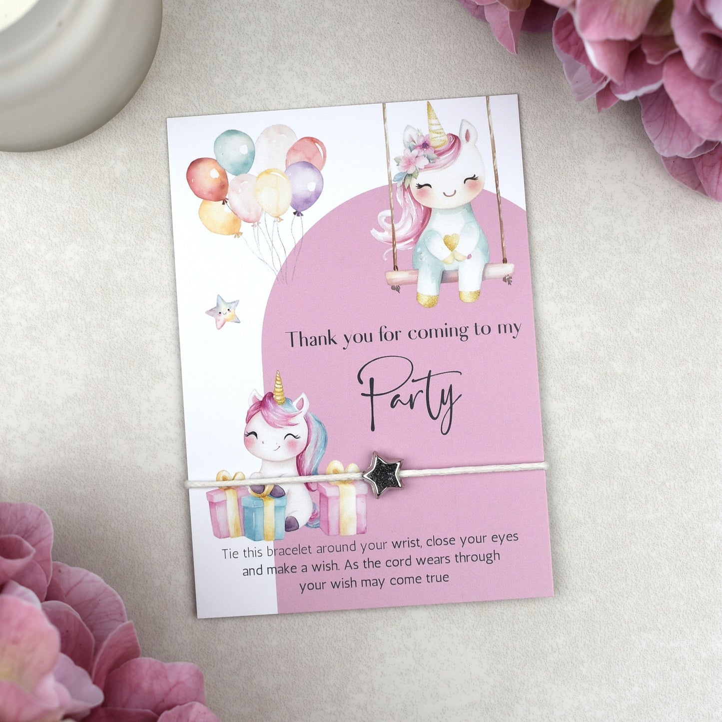 CLEARANCE - Thank You For Coming To My Party Unicorn Wish Bracelet