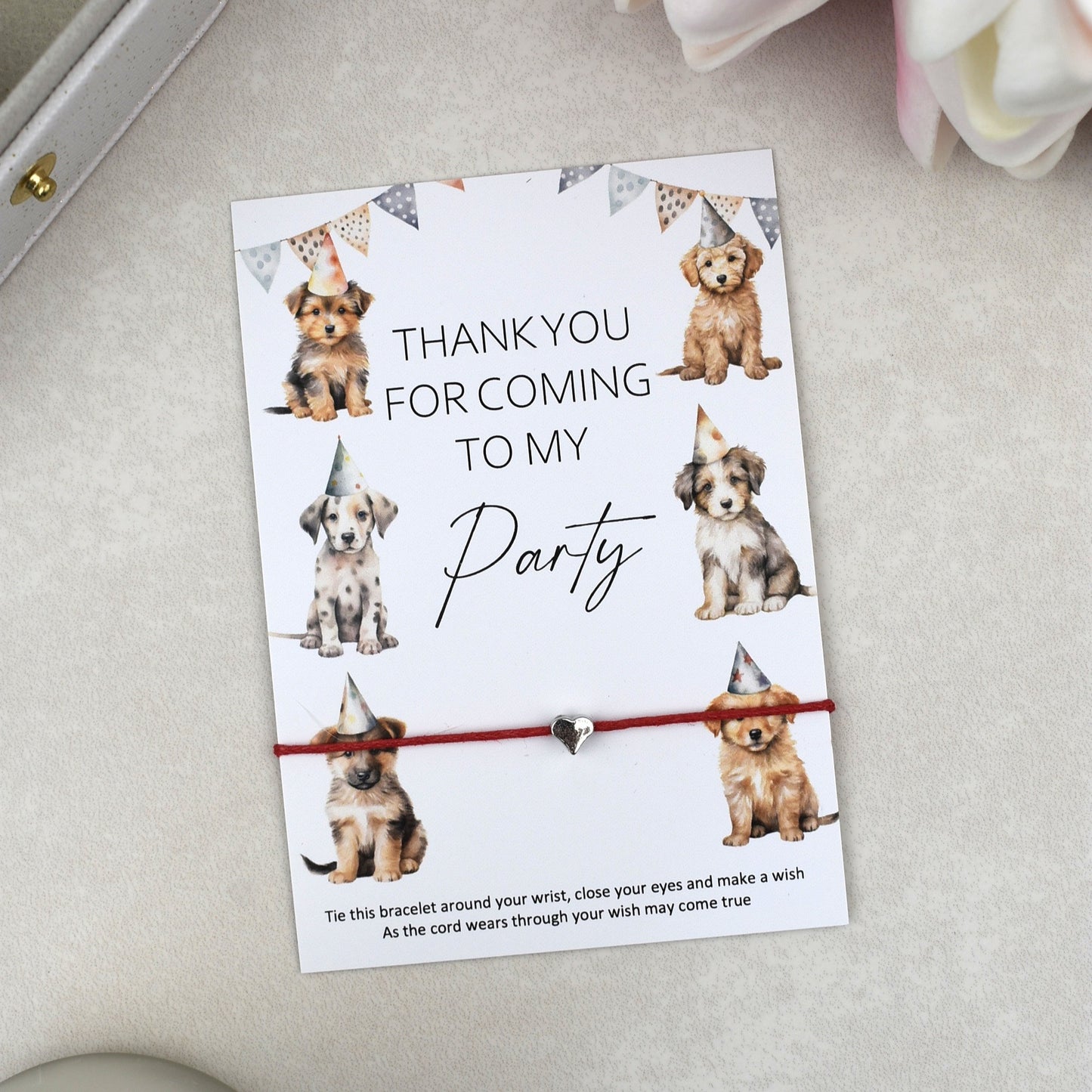 CLEARANCE - Thank You For Coming To My Party Dog Wish Bracelet | Heart Charm